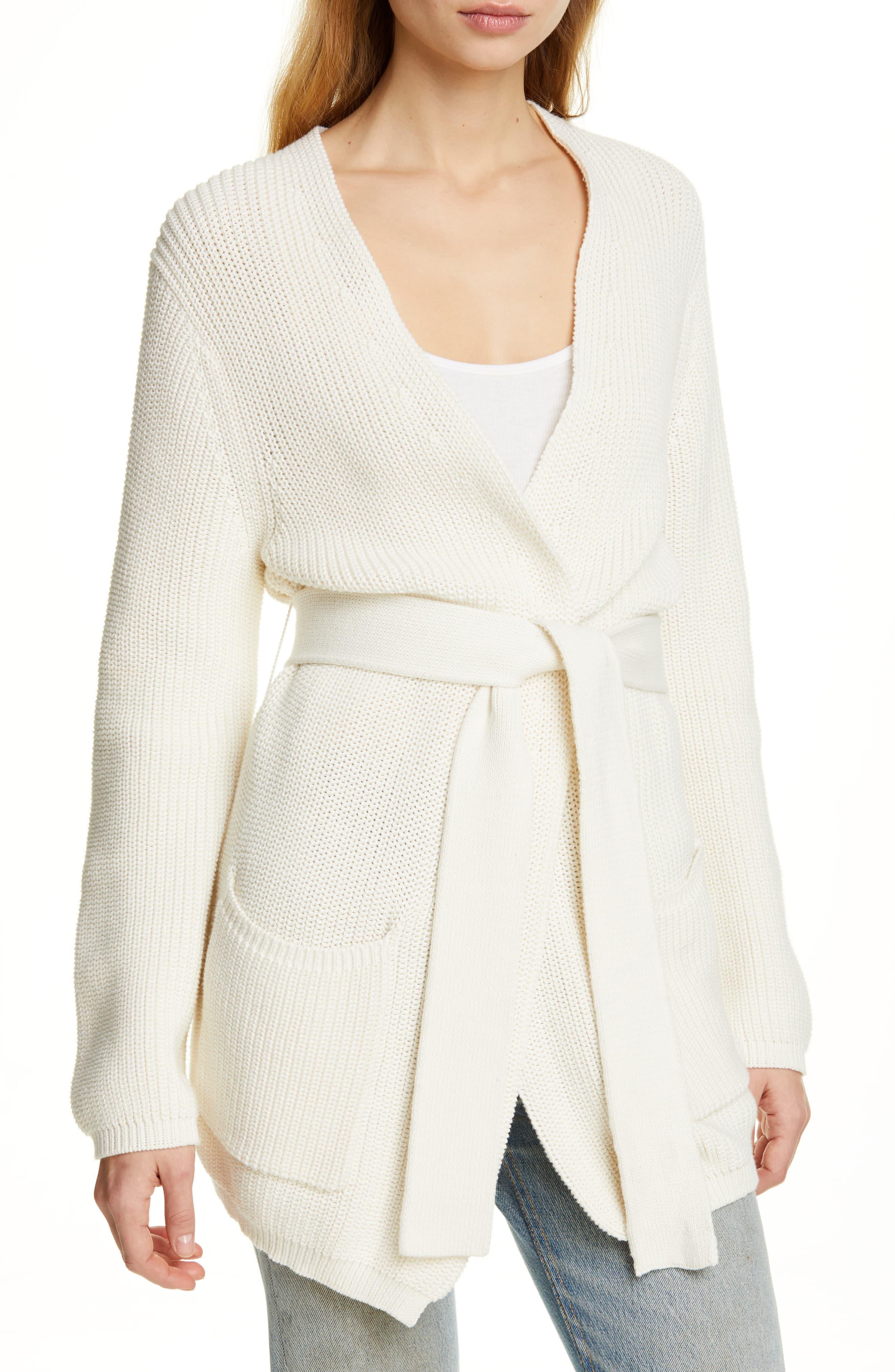 Jenni Kayne Belted Wrap Cotton Cardigan in Ivory (White) - Lyst