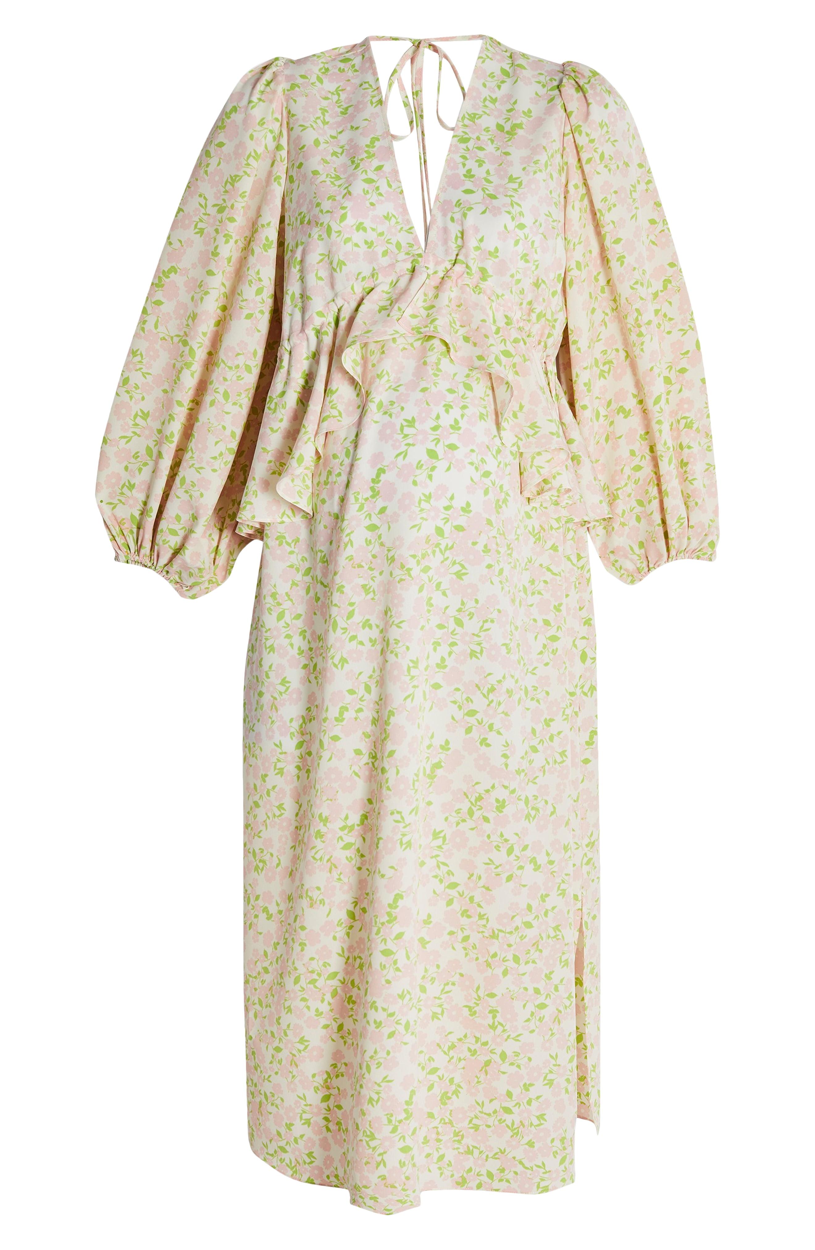 TOPSHOP Floral Print Double V-neck Long 