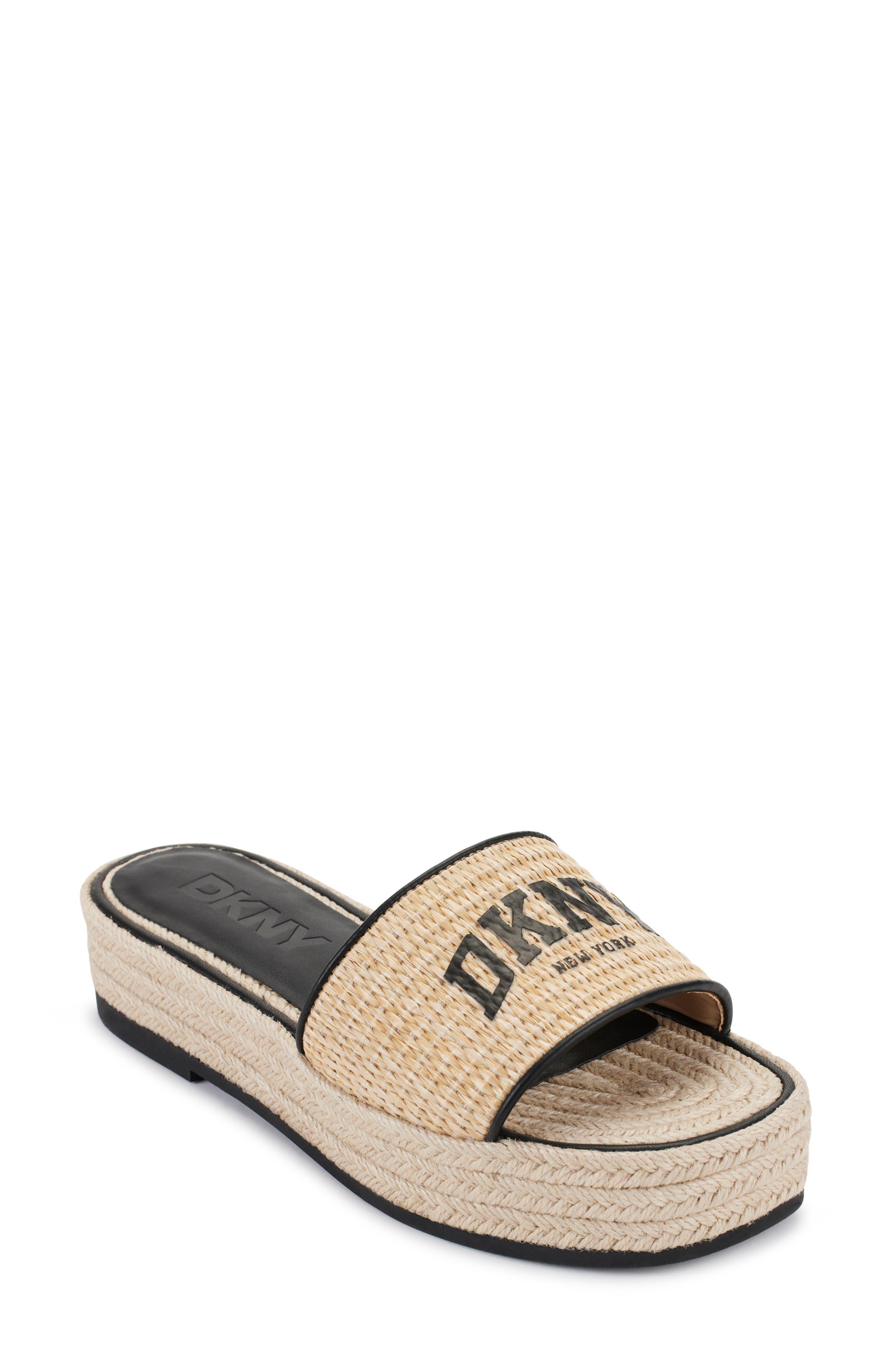 dkny logo platform sandals