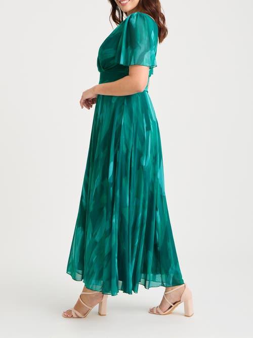 Scarlett & Jo Isabelle Abstract Angel Sleeve Dress in Green | Lyst Scarlett & Jo Isabelle Abstract Angel Sleeve Dress in Green | Lyst