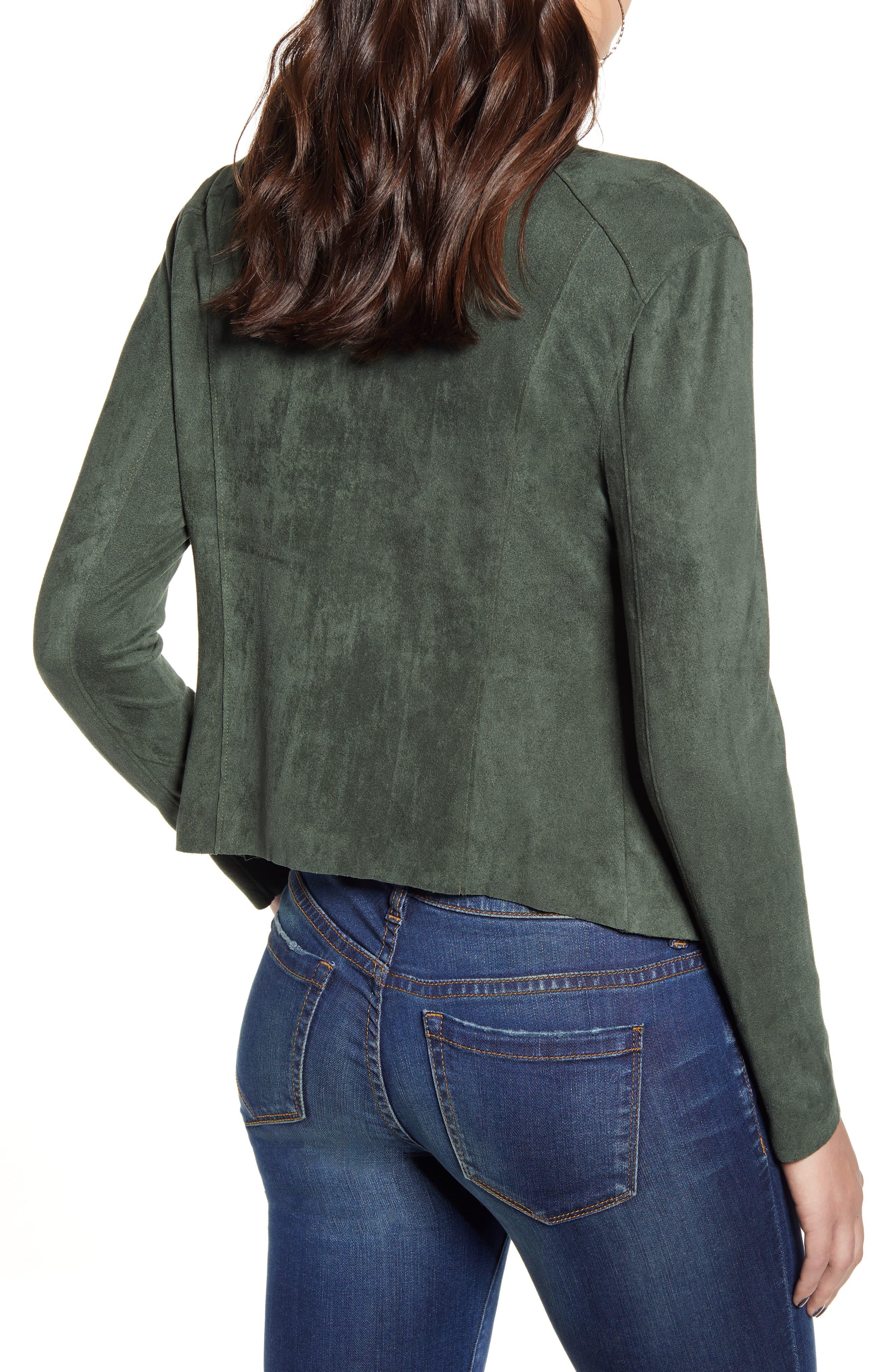 Blank NYC Faux Suede Drape Front Jacket in Emerald Green (Green) Lyst
