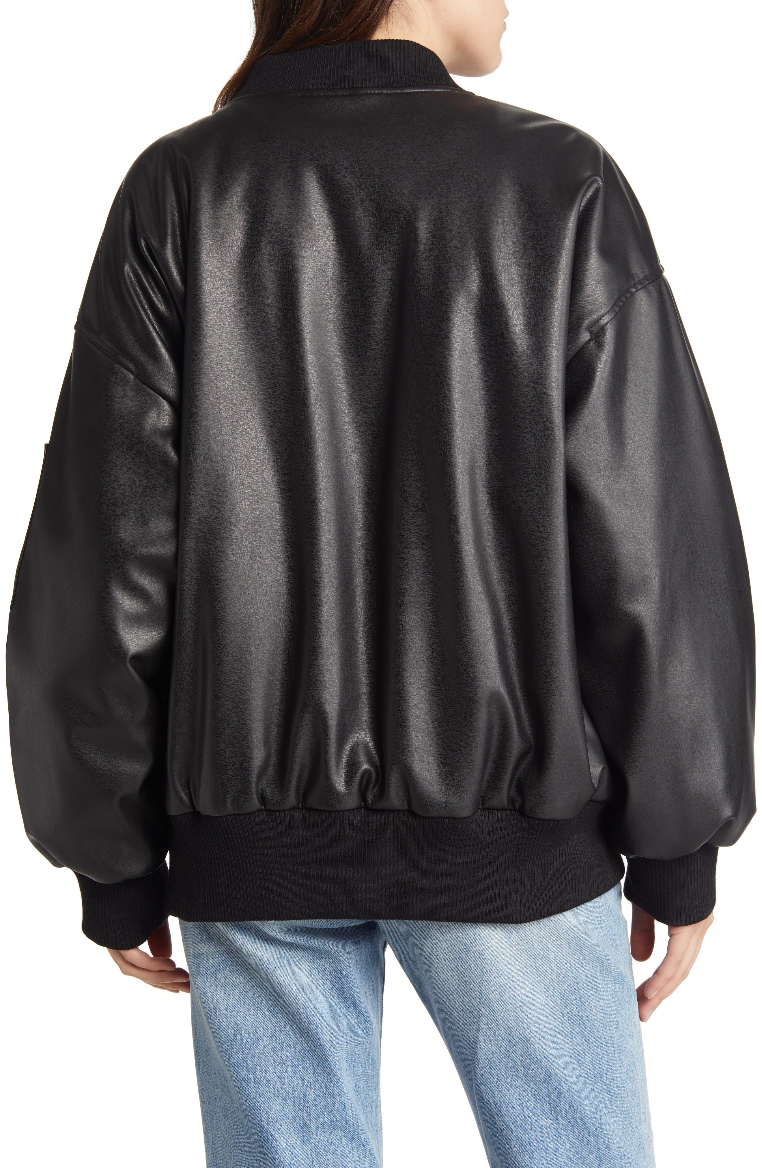 Vero Moda Bella Pernille Faux Leather Bomber Jacket in Black | Lyst