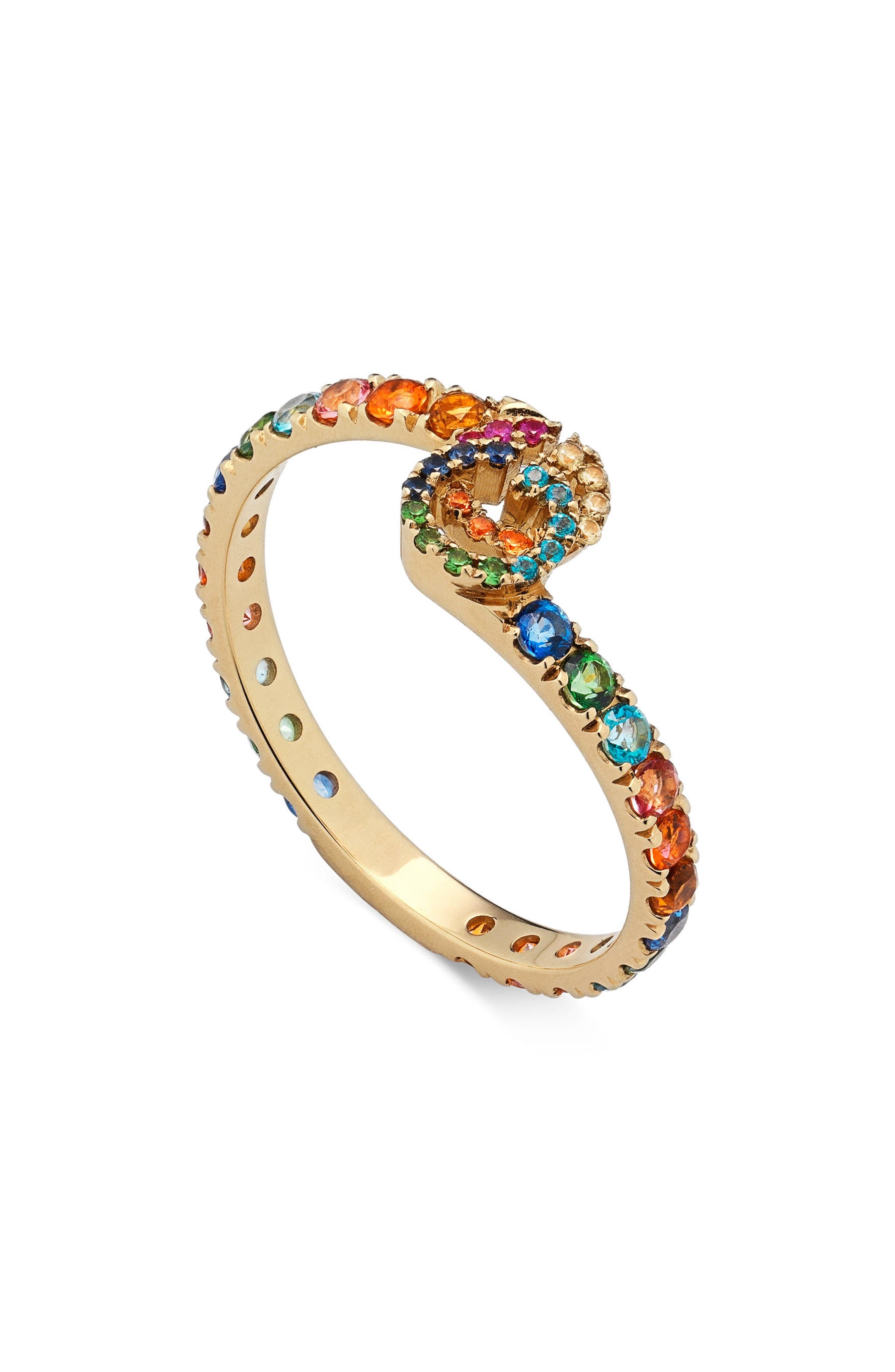 Gucci Double-g Running Gemstone Ring in 