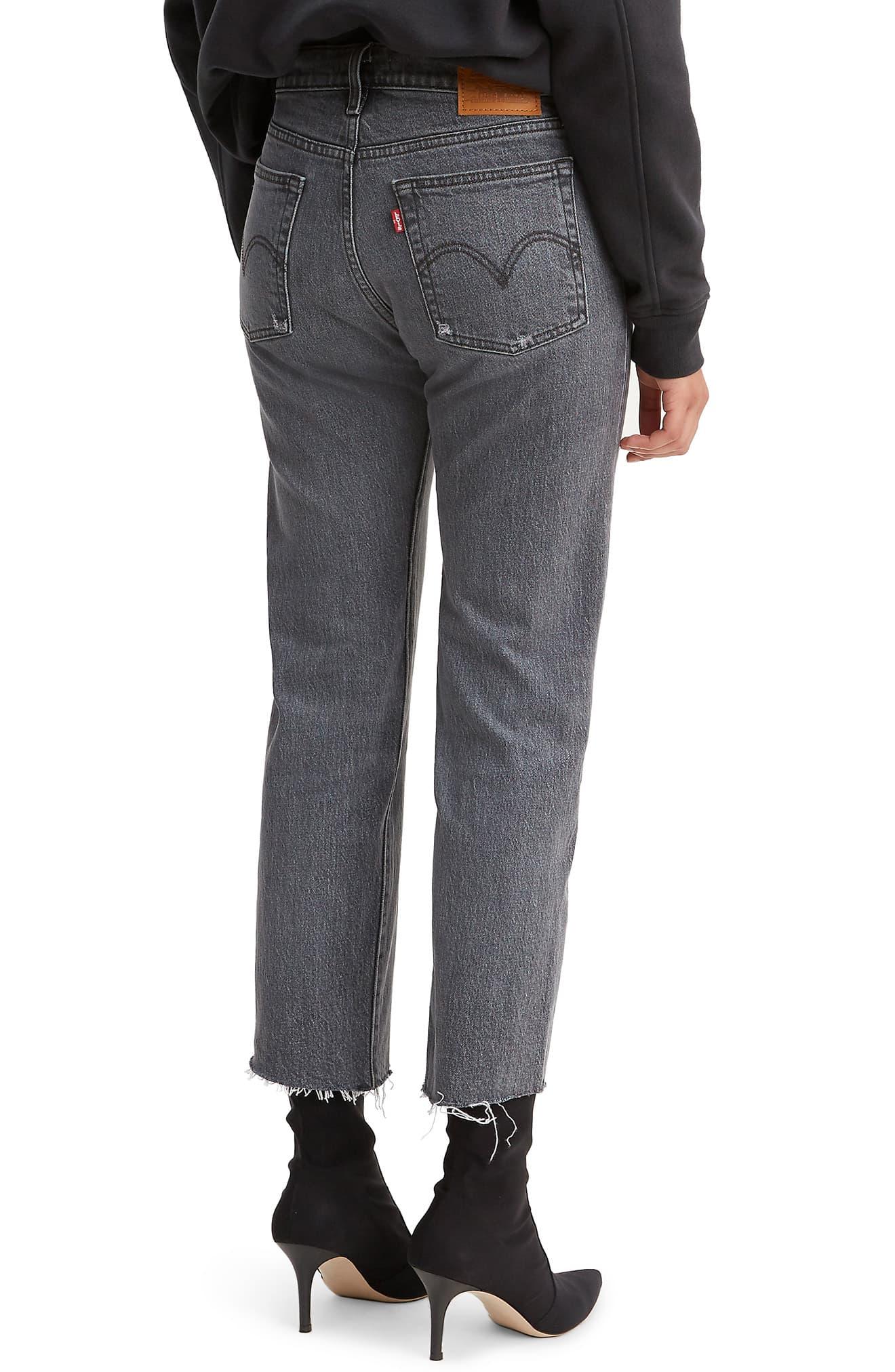 Levi's Denim Wedgie High Waist Crop Straight Leg Jeans in Gray - Lyst