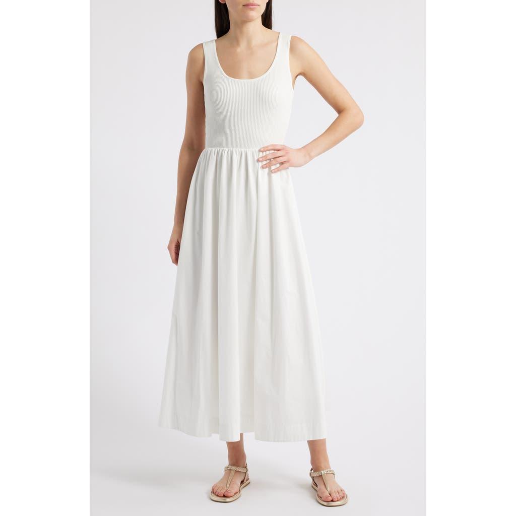 Moon River Sleeveless Mixed Media Maxi Dress in White | Lyst