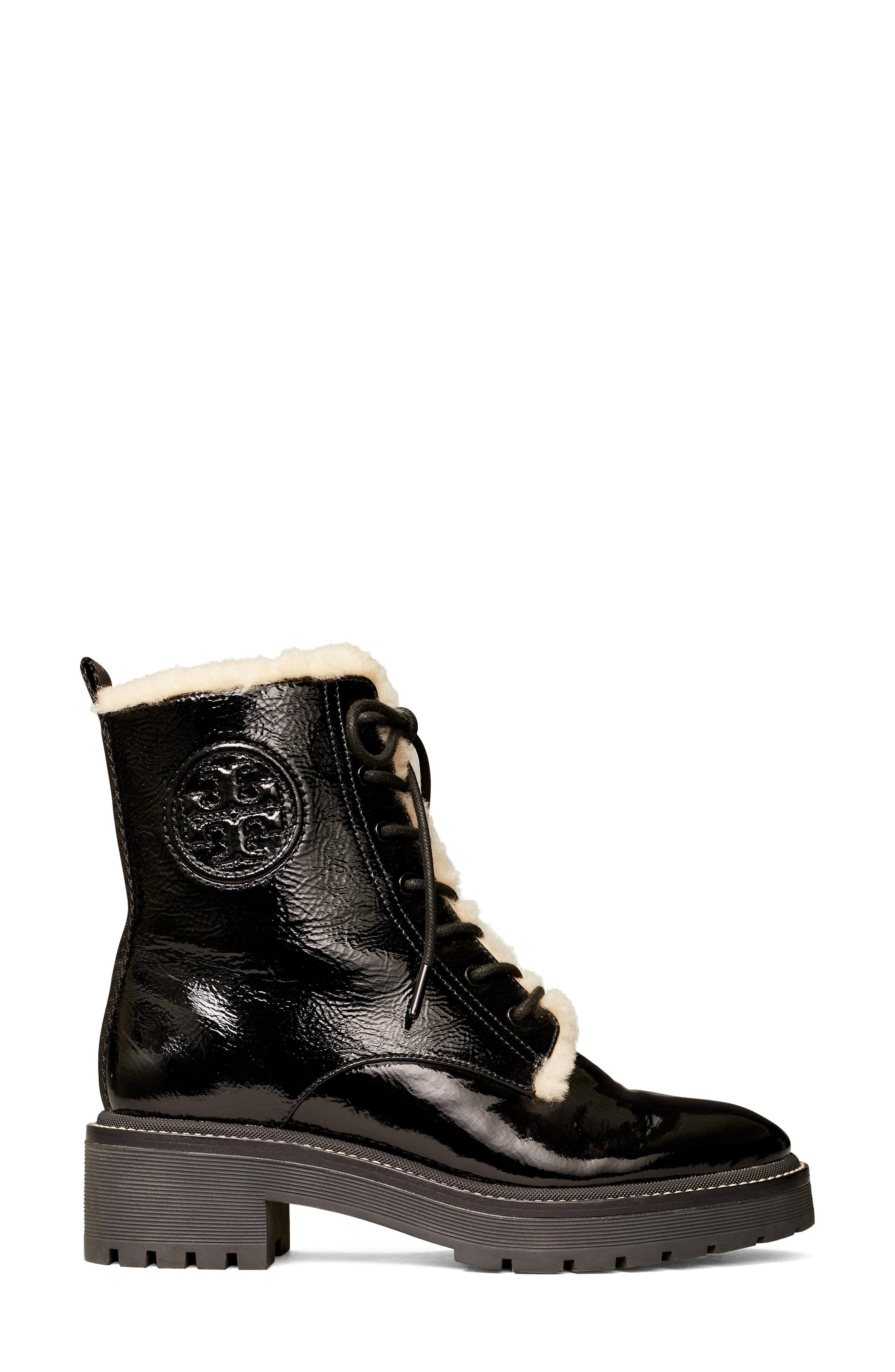 tory burch miller genuine shearling trim boot