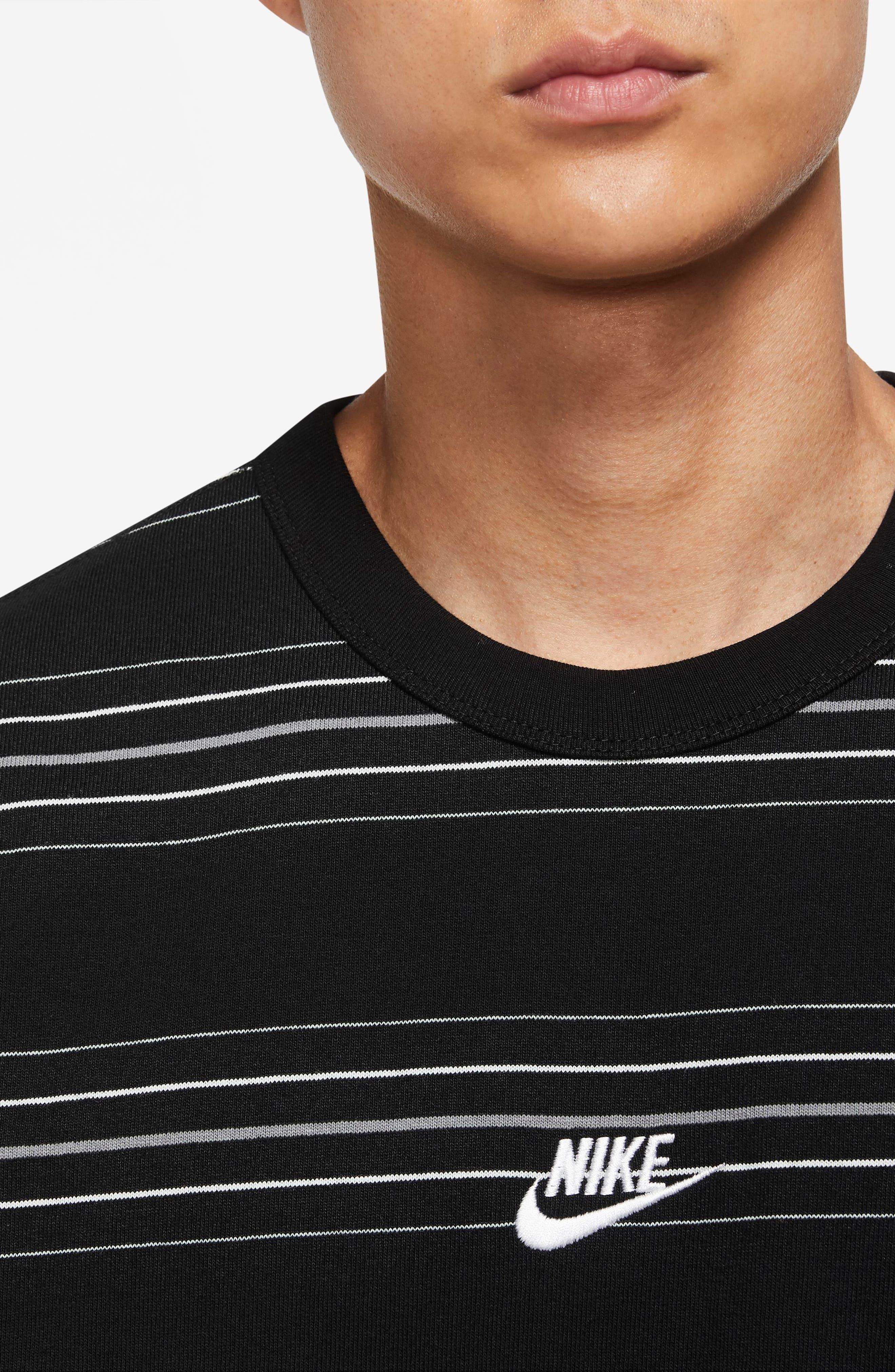 Nike Sportswear Premium Essentials Stripe Organic Cotton T-shirt in Black  for Men | Lyst