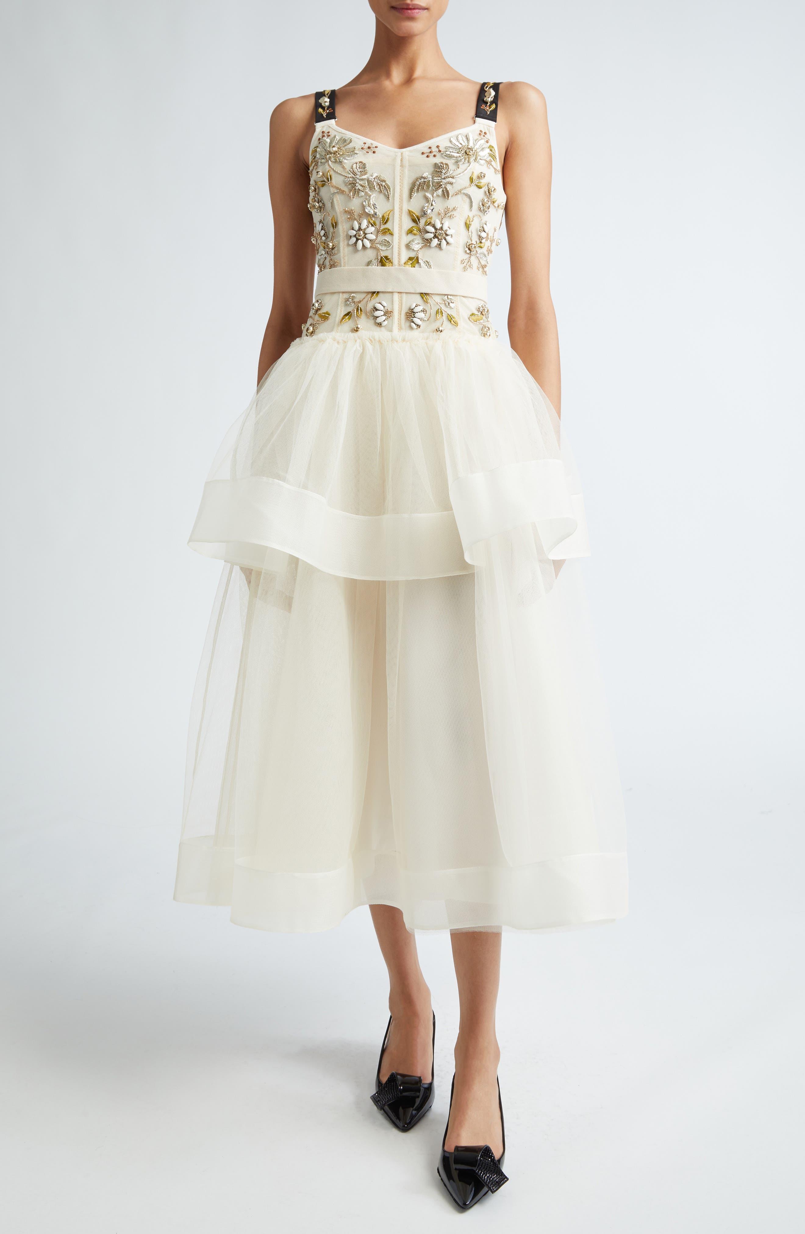 floral wedding guest midi dress Blue Floral Midi Summer Dress with Short Puff Sleeves Blue Floral / Small
