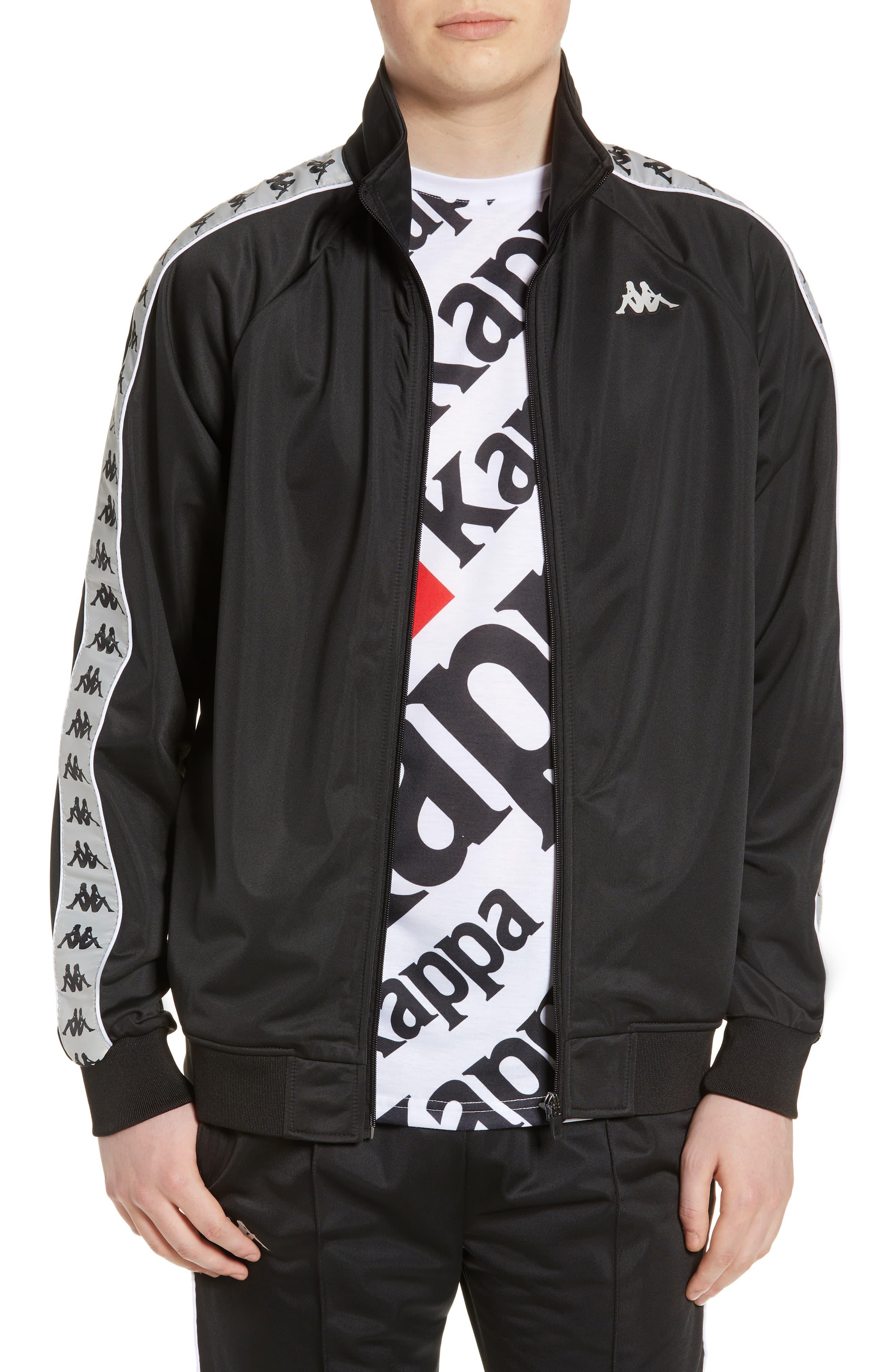 Kappa 222 Banda Anniston Track Jacket in Black/ Grey Silver/ White