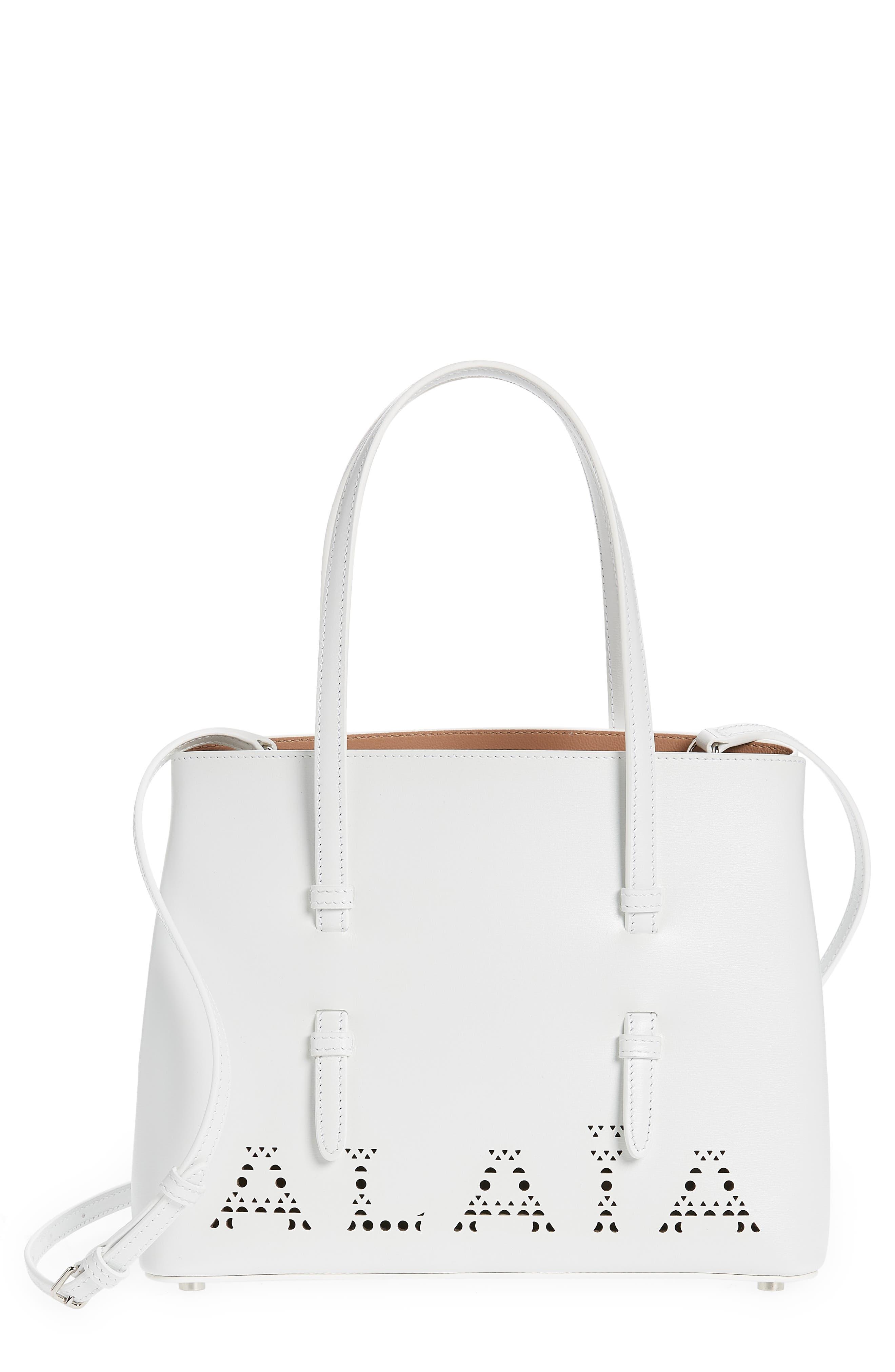 Alaïa Mina 25 Perforated Logo Leather Bag in White | Lyst