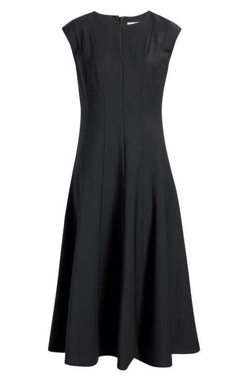 black wool midi dress asymmetric wool silk midi dress black main image 1