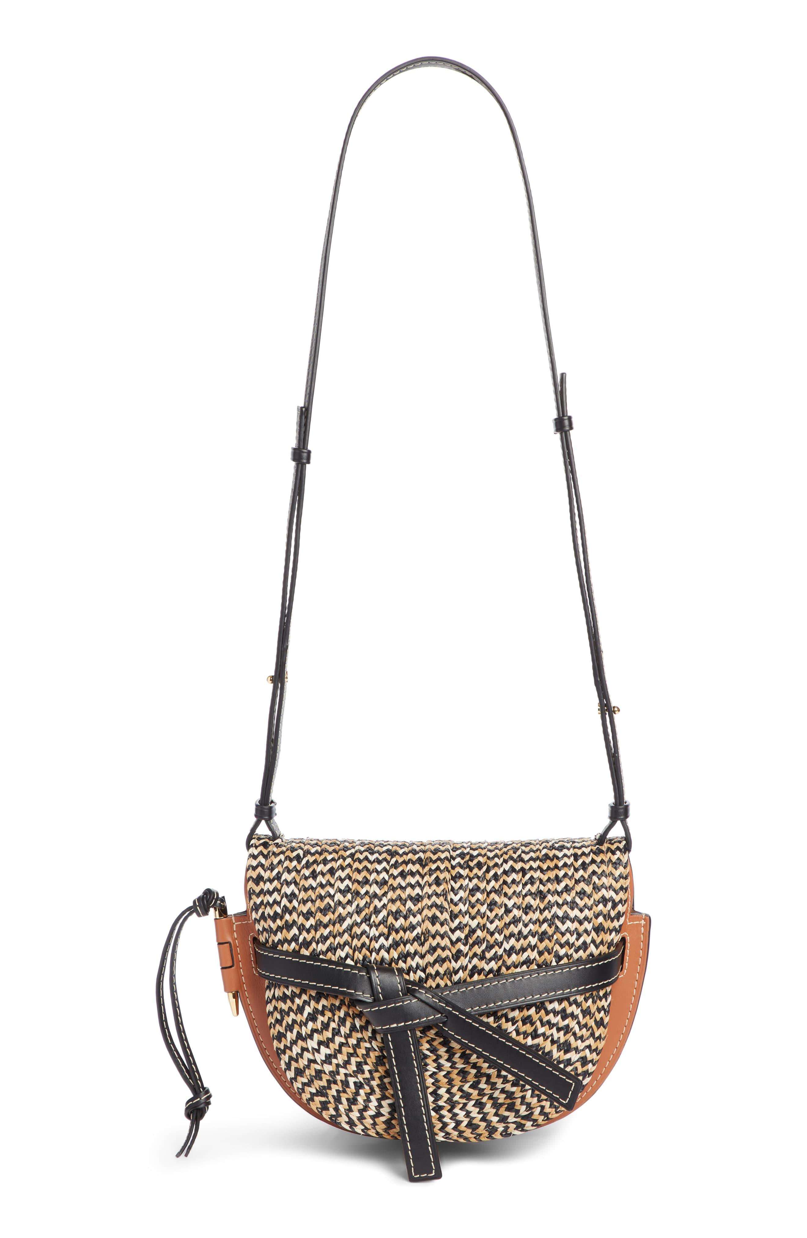 Loewe Gate Small Raffia & Leather Crossbody Bag in Natural Lyst