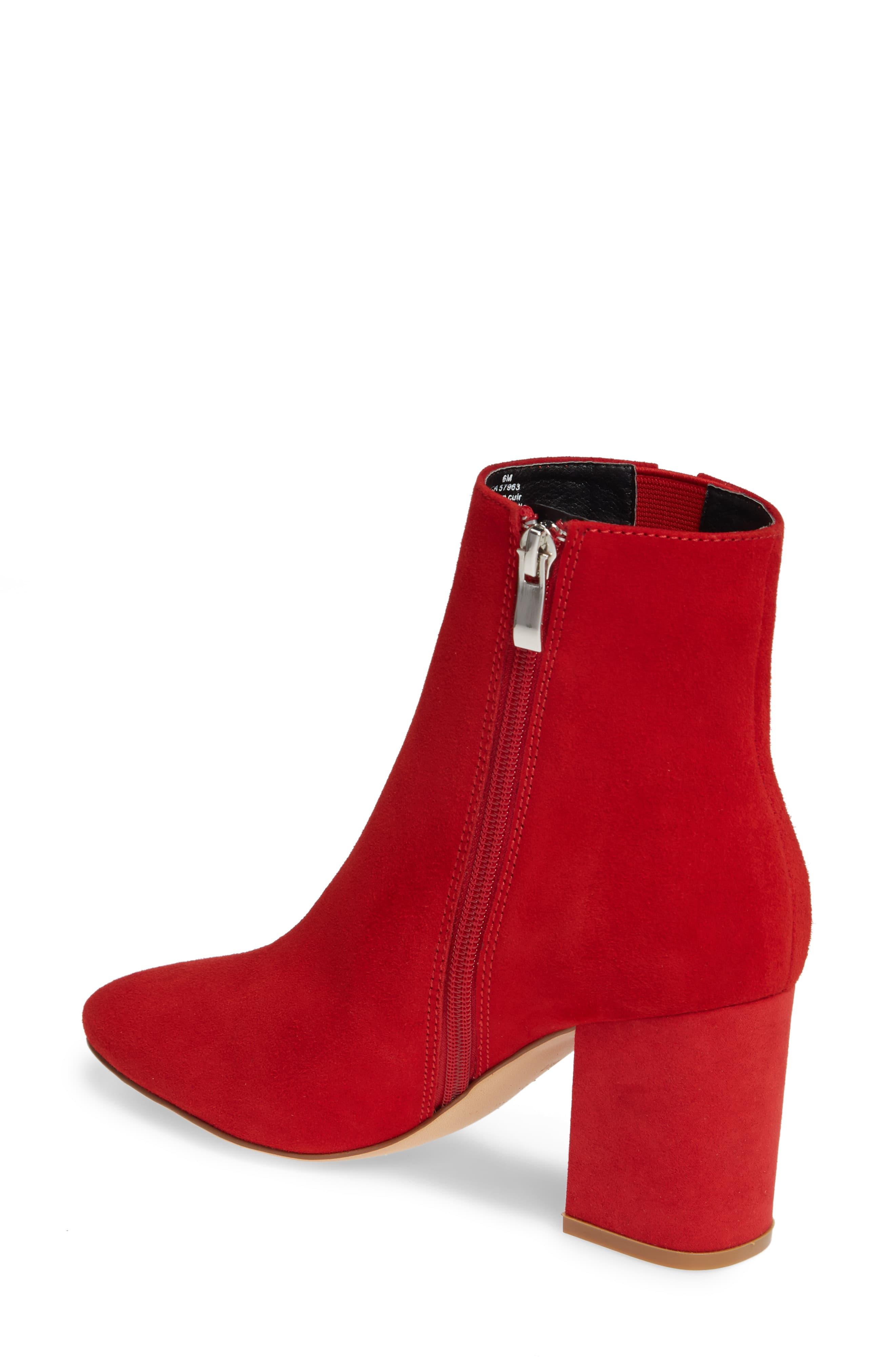 red suede block heel boots