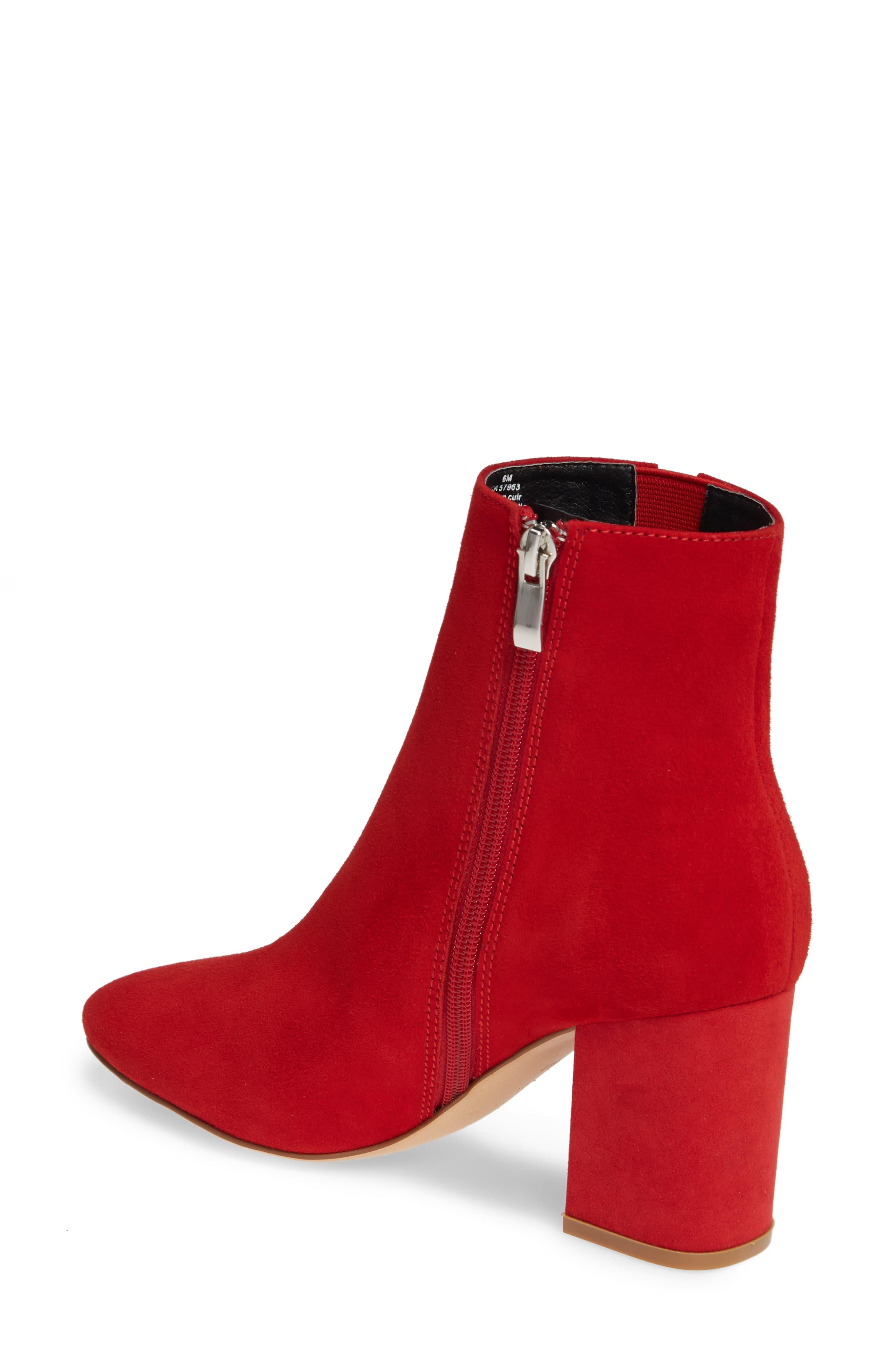 red booties block heel