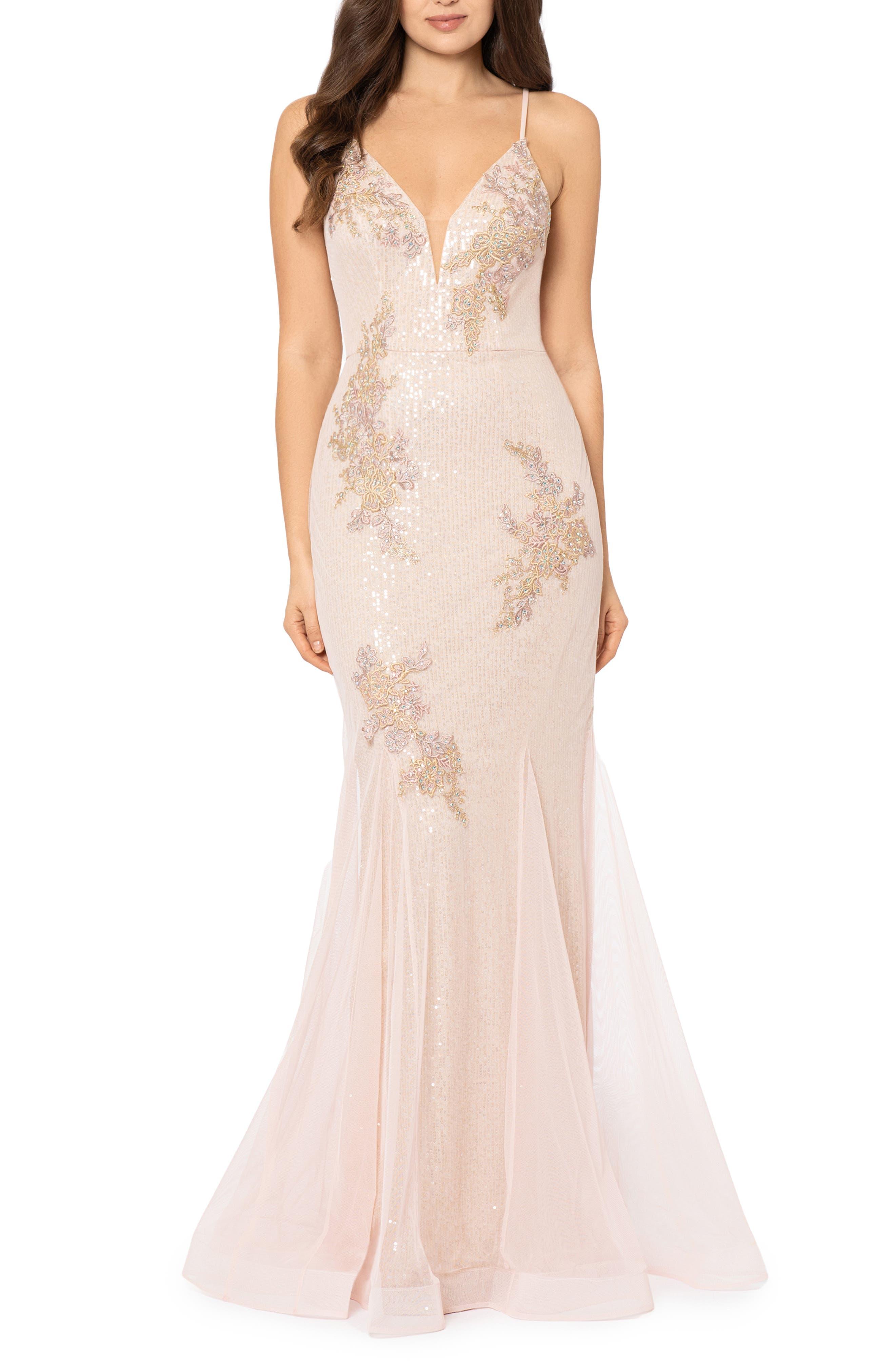 Xscape Sequin Embroidered Mermaid Gown in Pink Lyst