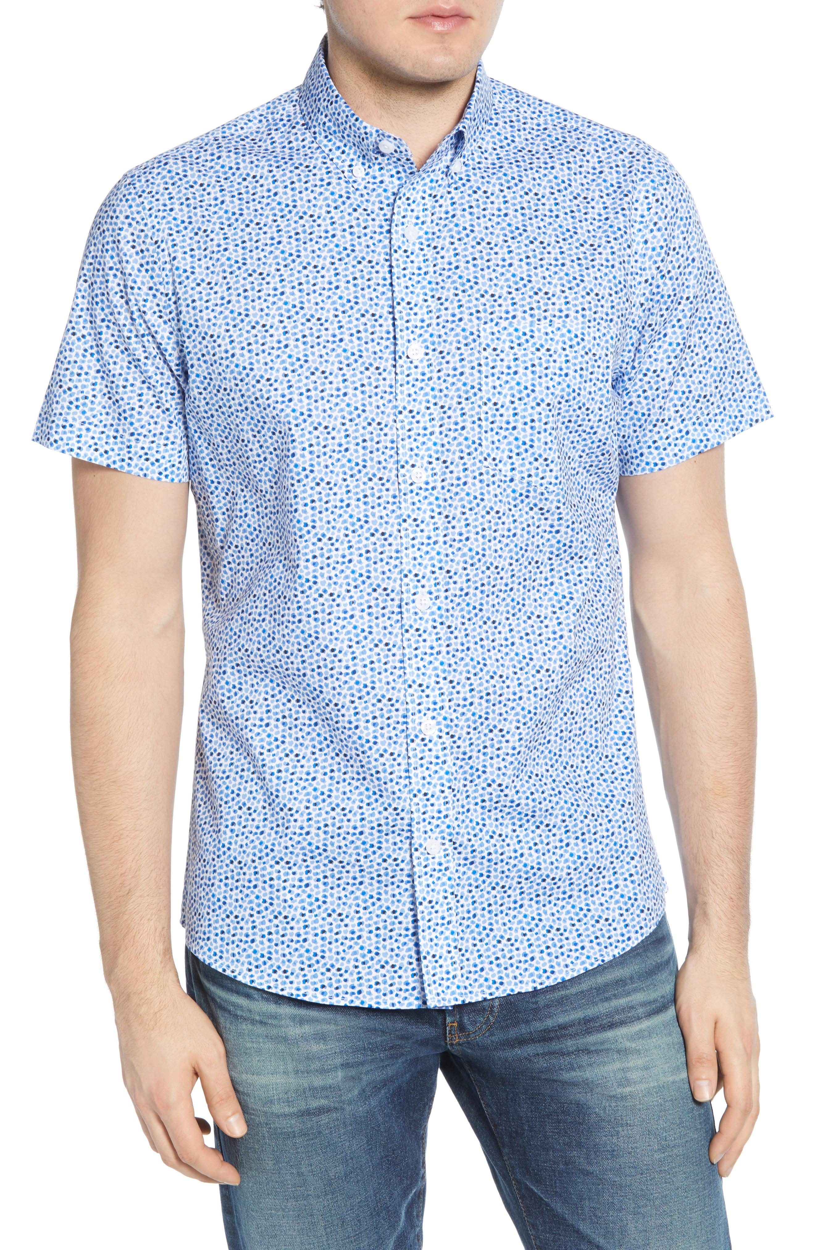 Nordstrom Cotton Regular Fit Short Sleeve Button-down Shirt in Blue for ...
