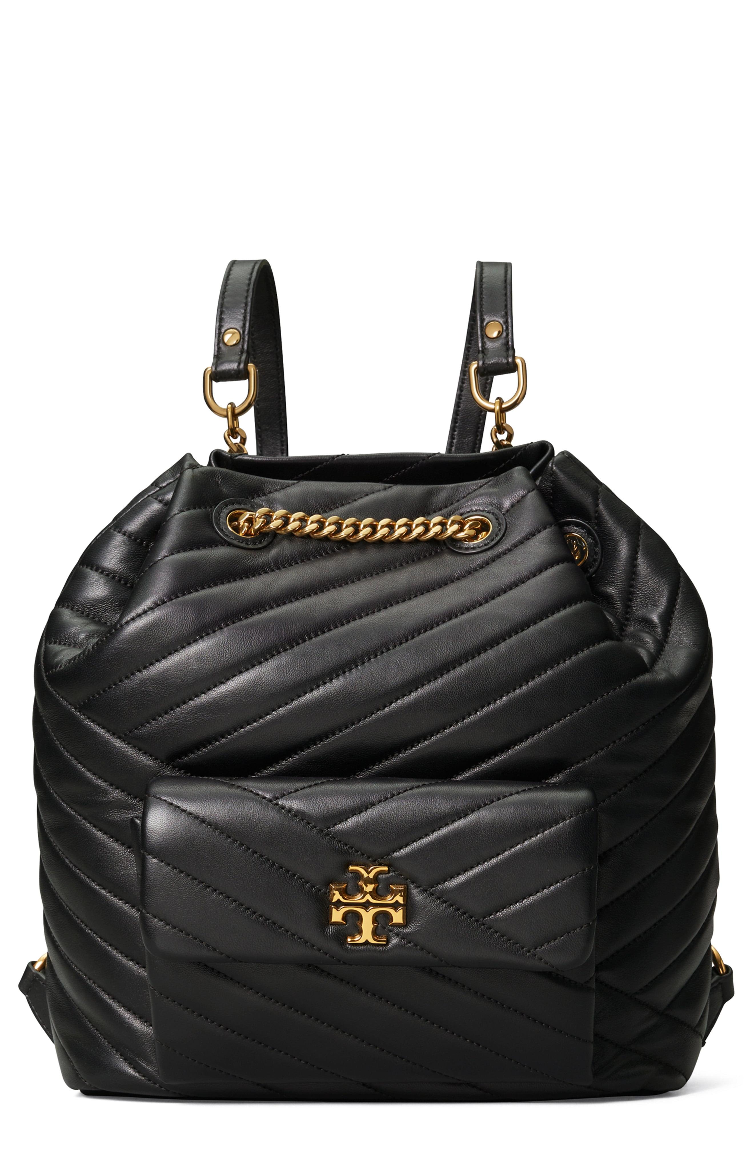 Tory Burch Kira Chevron Drawstring Backpack in Black