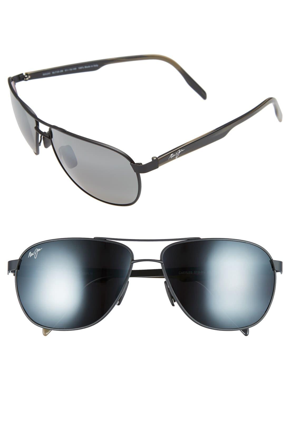 Maui Jim 'castles - Polarizedplus2' 61mm Aviator Sunglasses in Gray for ...