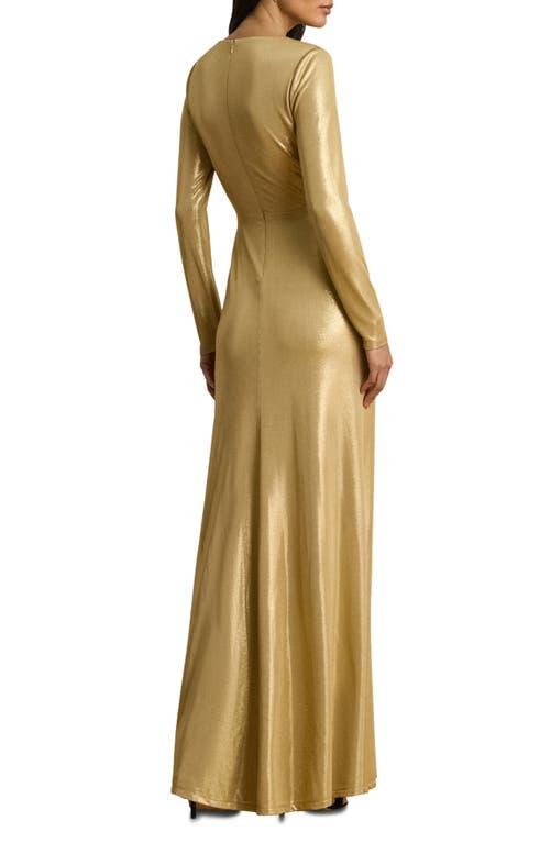 Ralph Lauren Metallic Jersey Twist Front Gown | Lyst