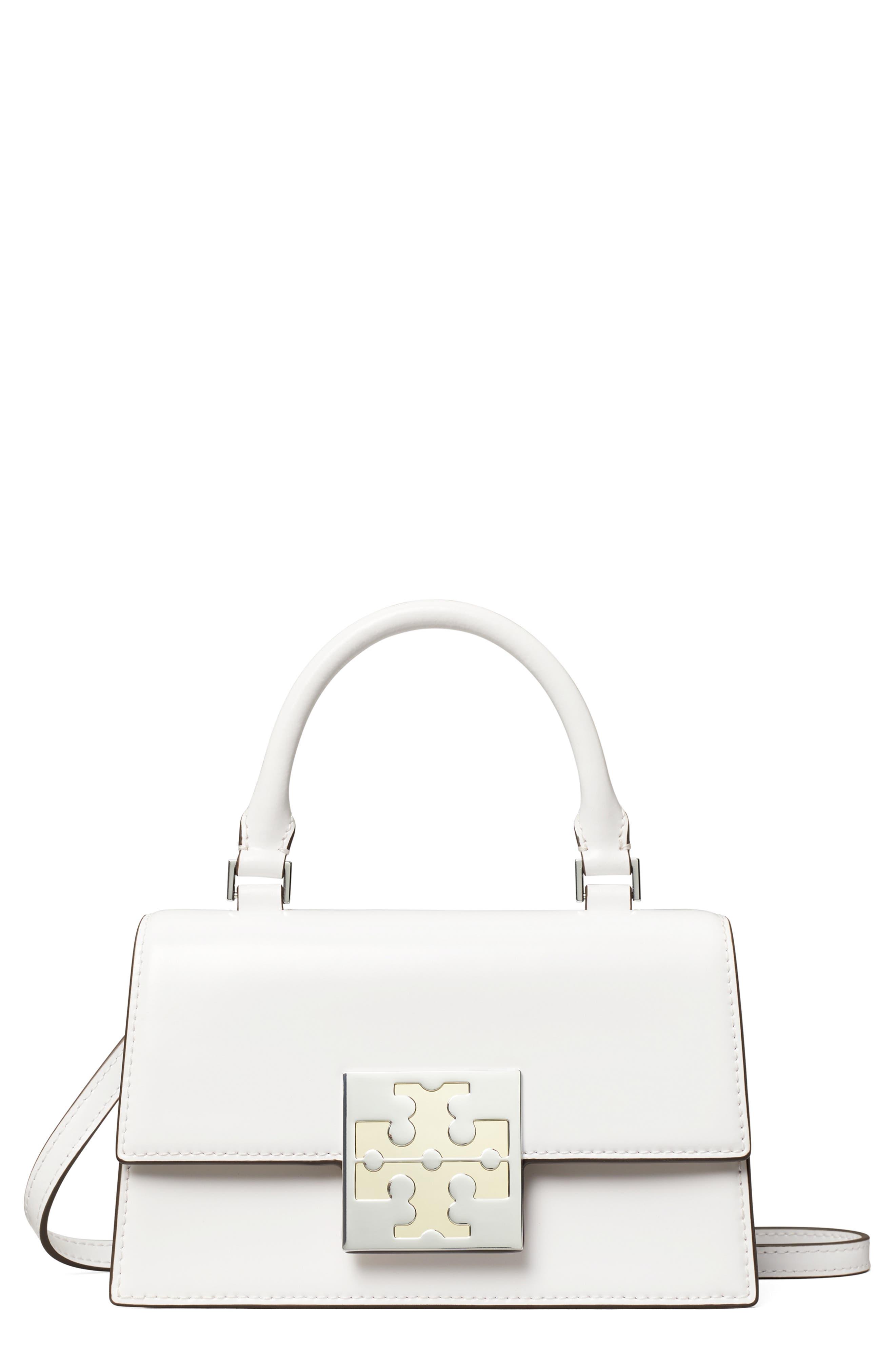 Tory Burch Bon Bon Spazzolato Mini Top-handle Bag in White | Lyst