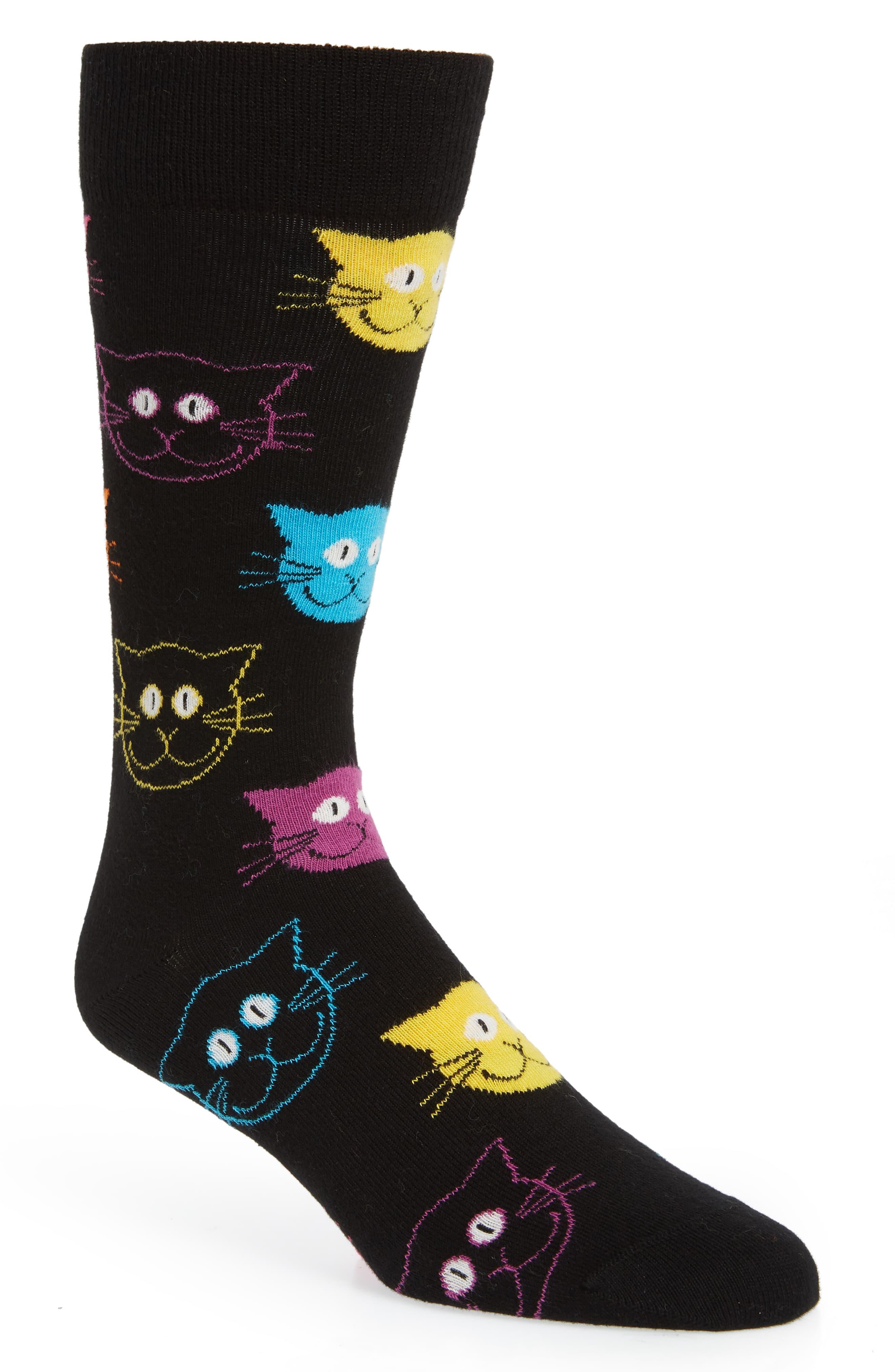 Happy Socks Cotton Cat Socks for Men Lyst