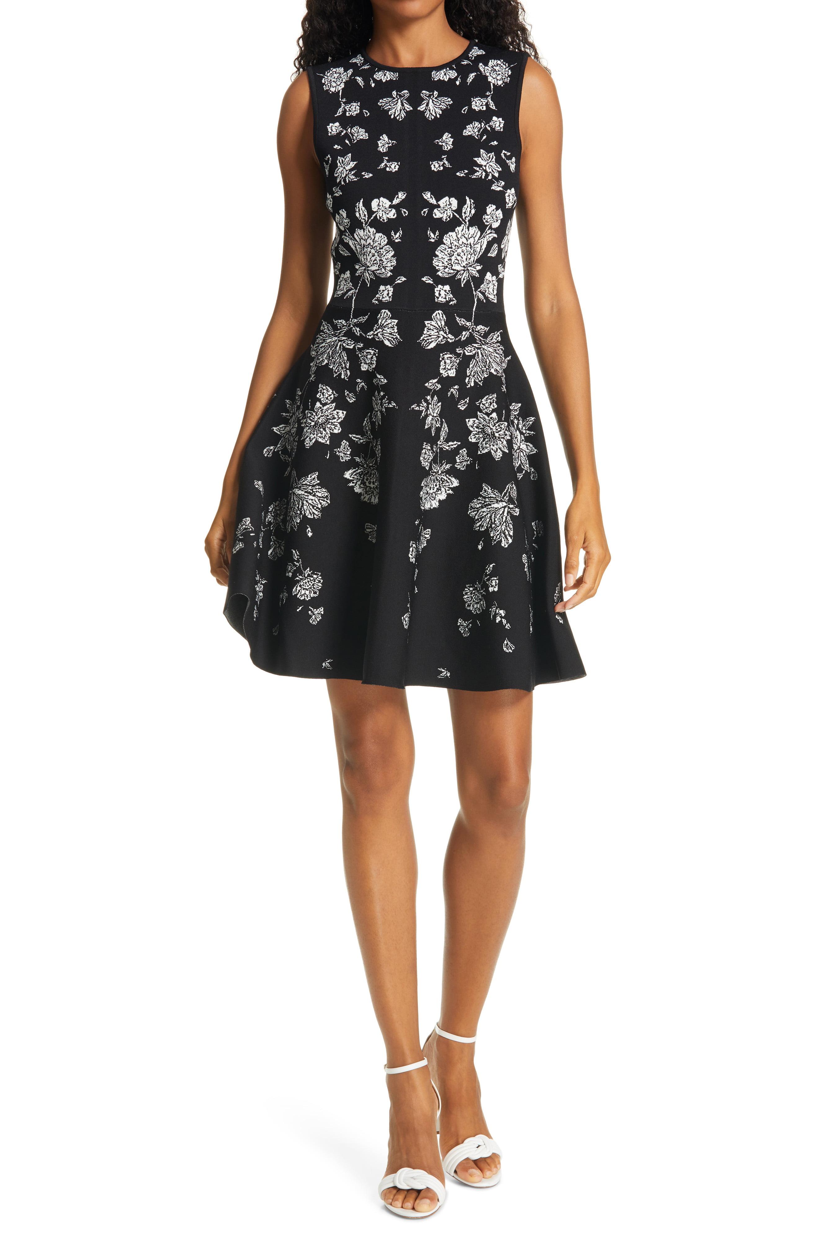 Ted Baker Naomyy Floral Jacquard Fit & Flare Dress in Black - Lyst