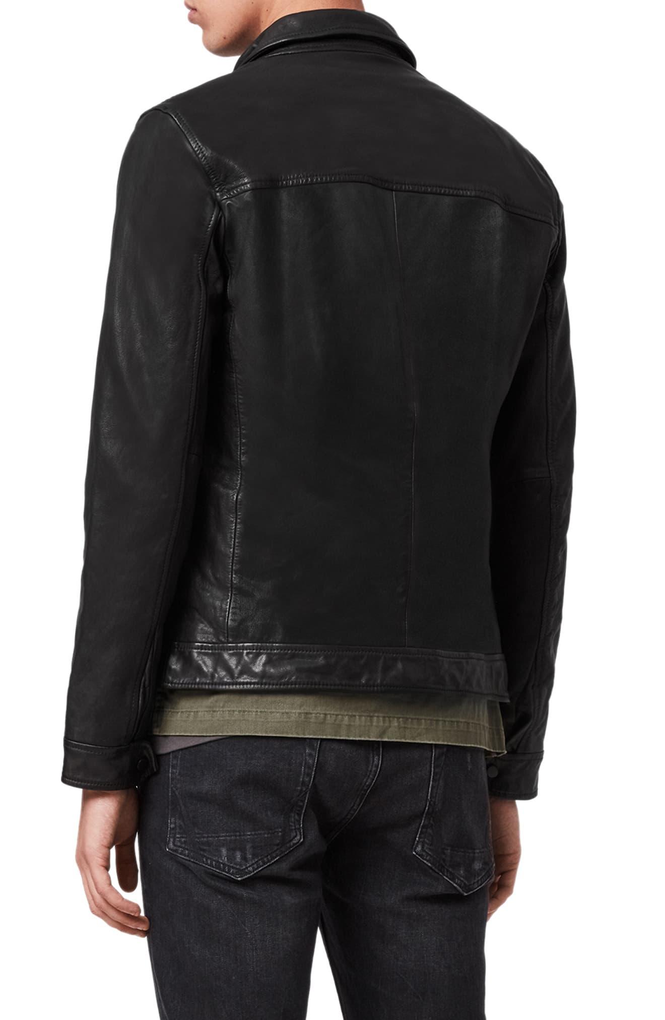 AllSaints Lark Leather Jacket in Black for Men - Lyst