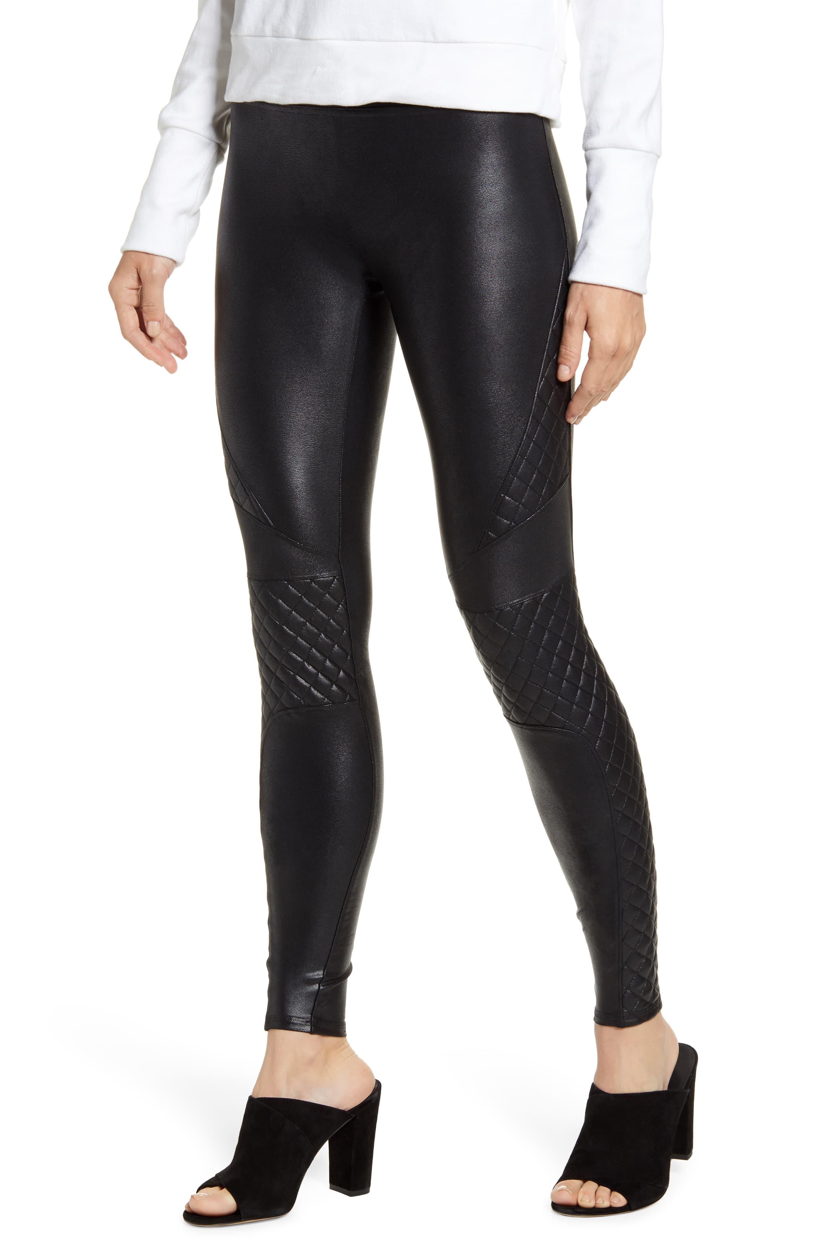 Spanx Spanx Quilted Faux Leather Leggings in Black - Lyst