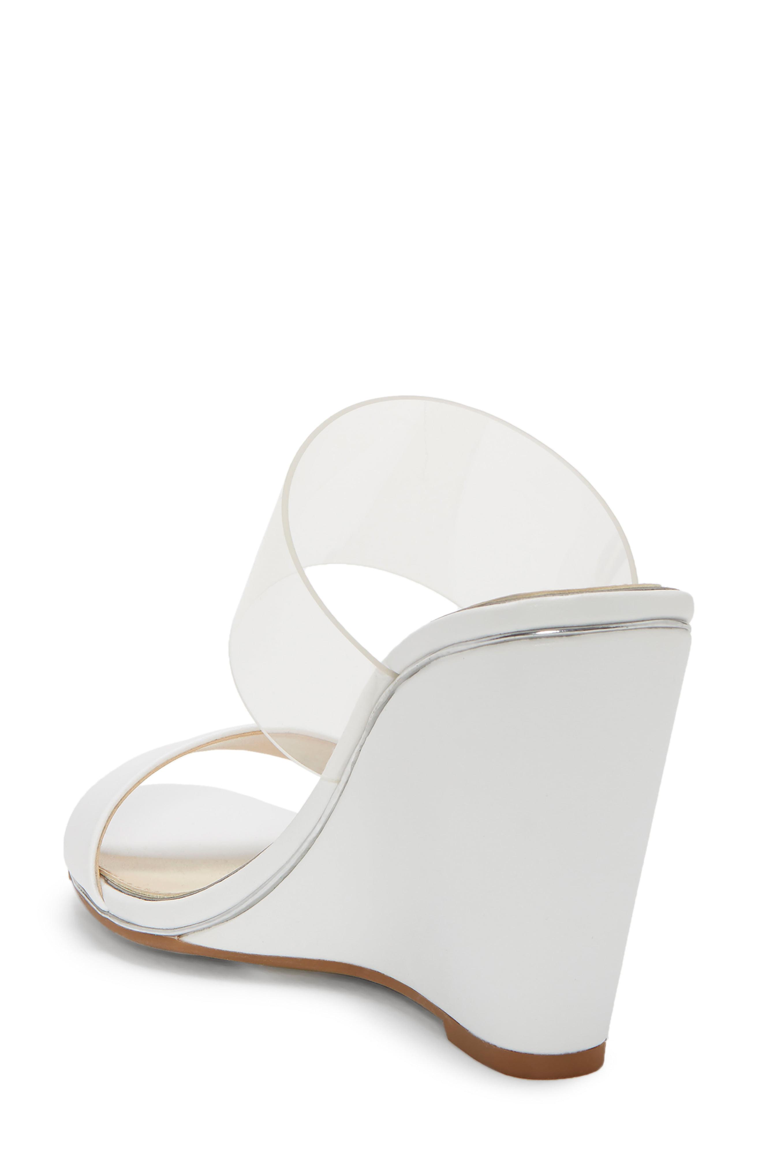 white wedge slide sandals