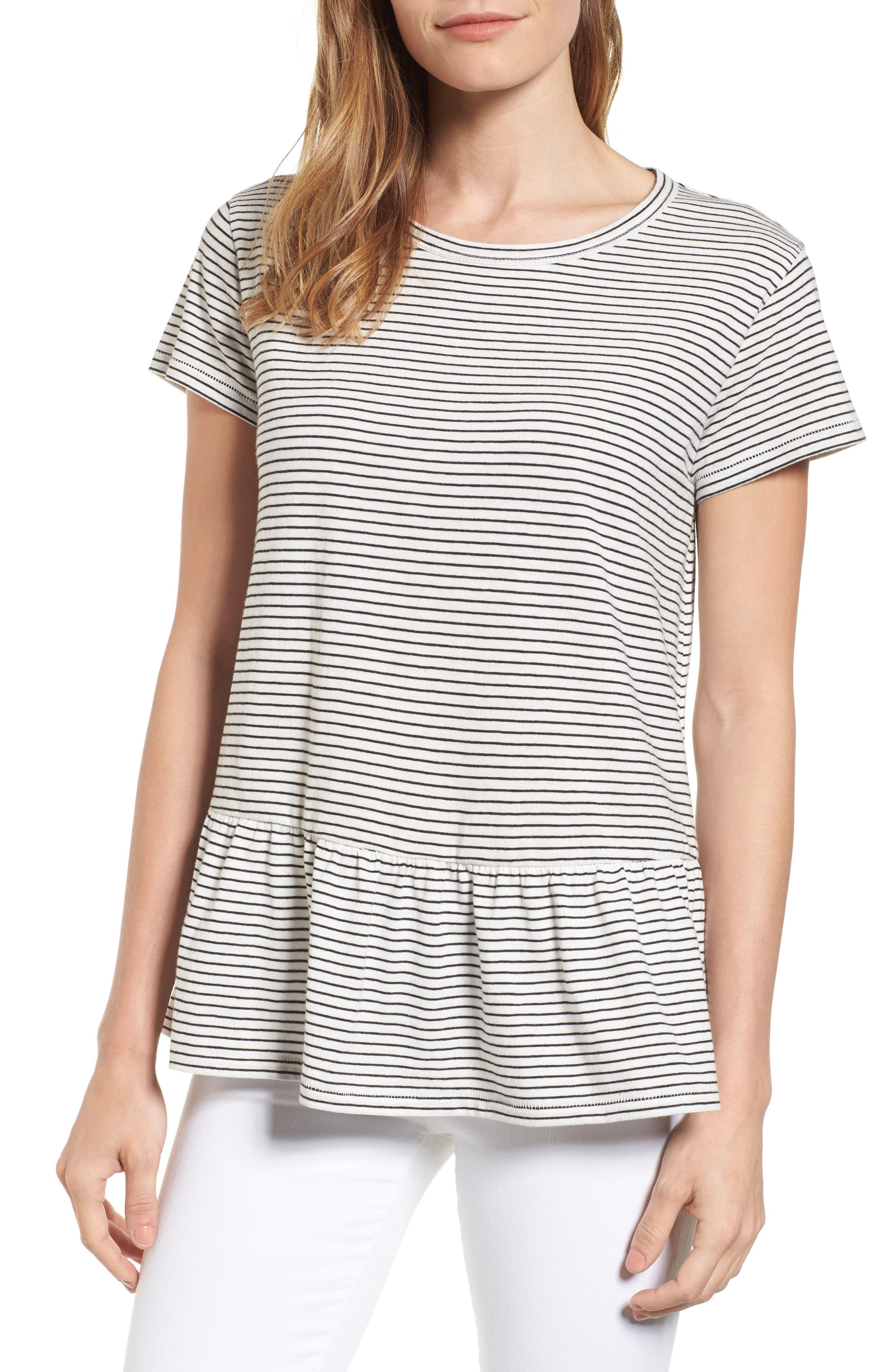 Caslon Cotton Caslon Peplum Tee in White Lyst