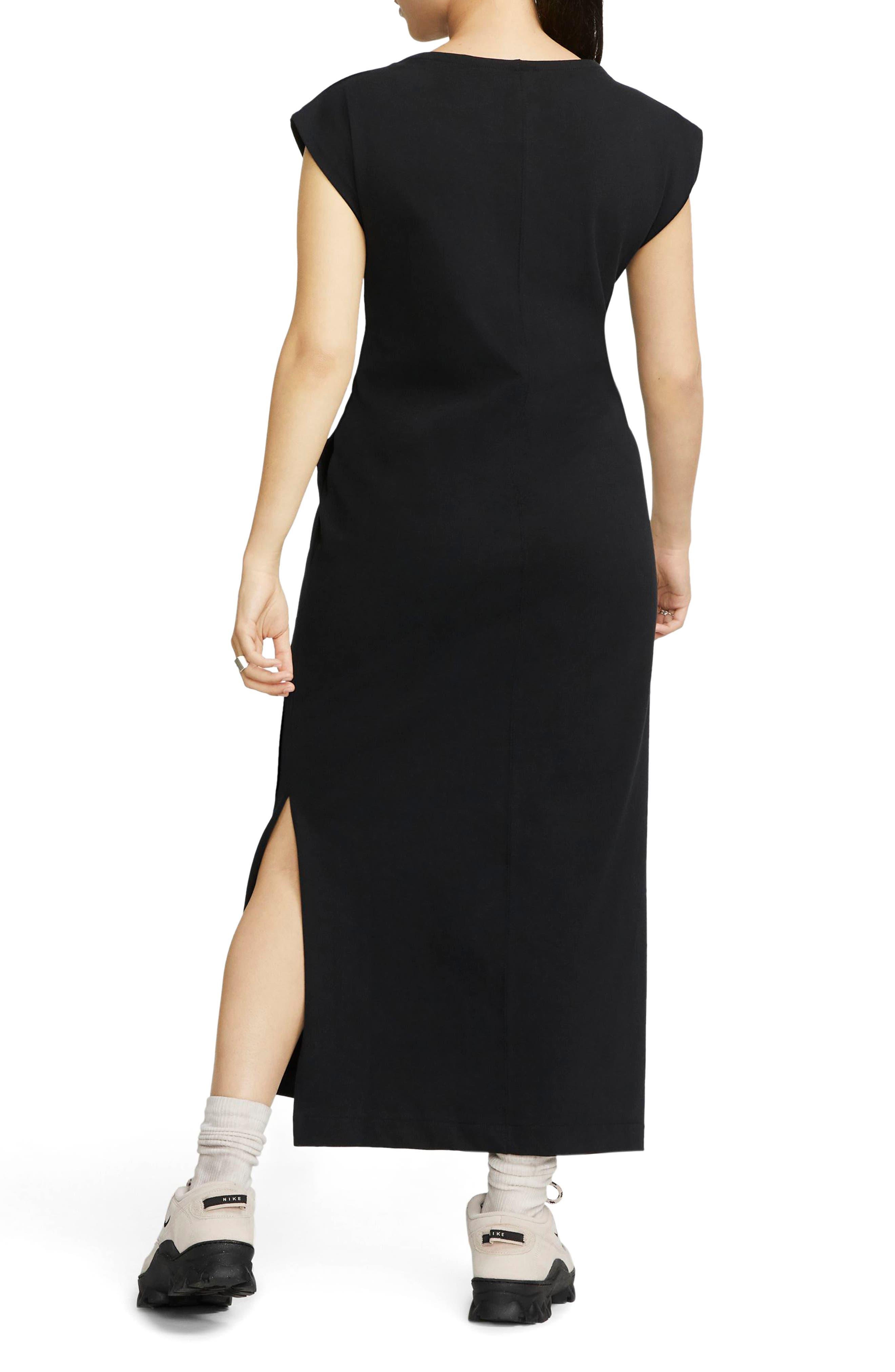 Nike Short Sleeve Jersey Maxi Dress in Black | Lyst