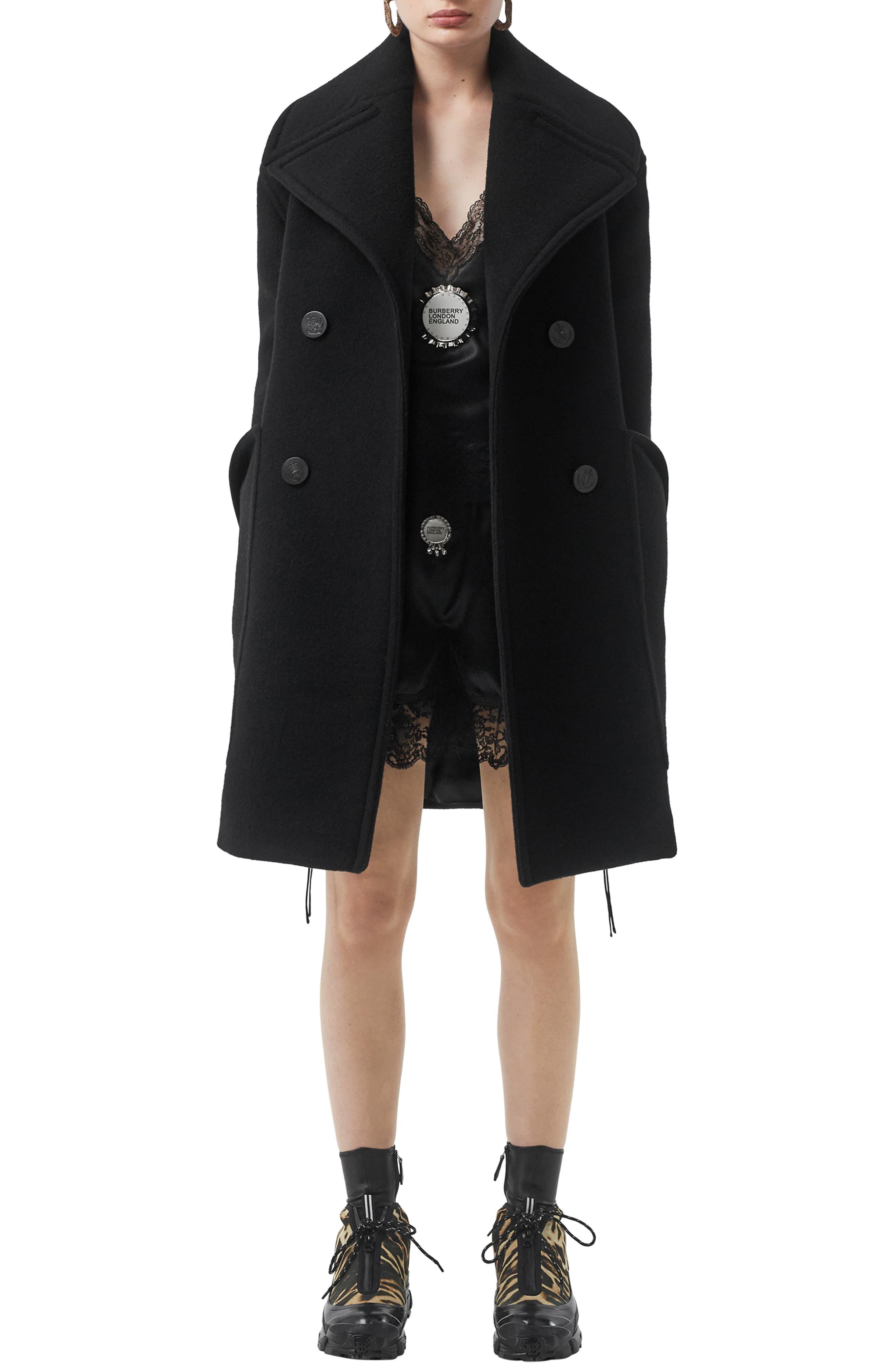 burberry black pea coat