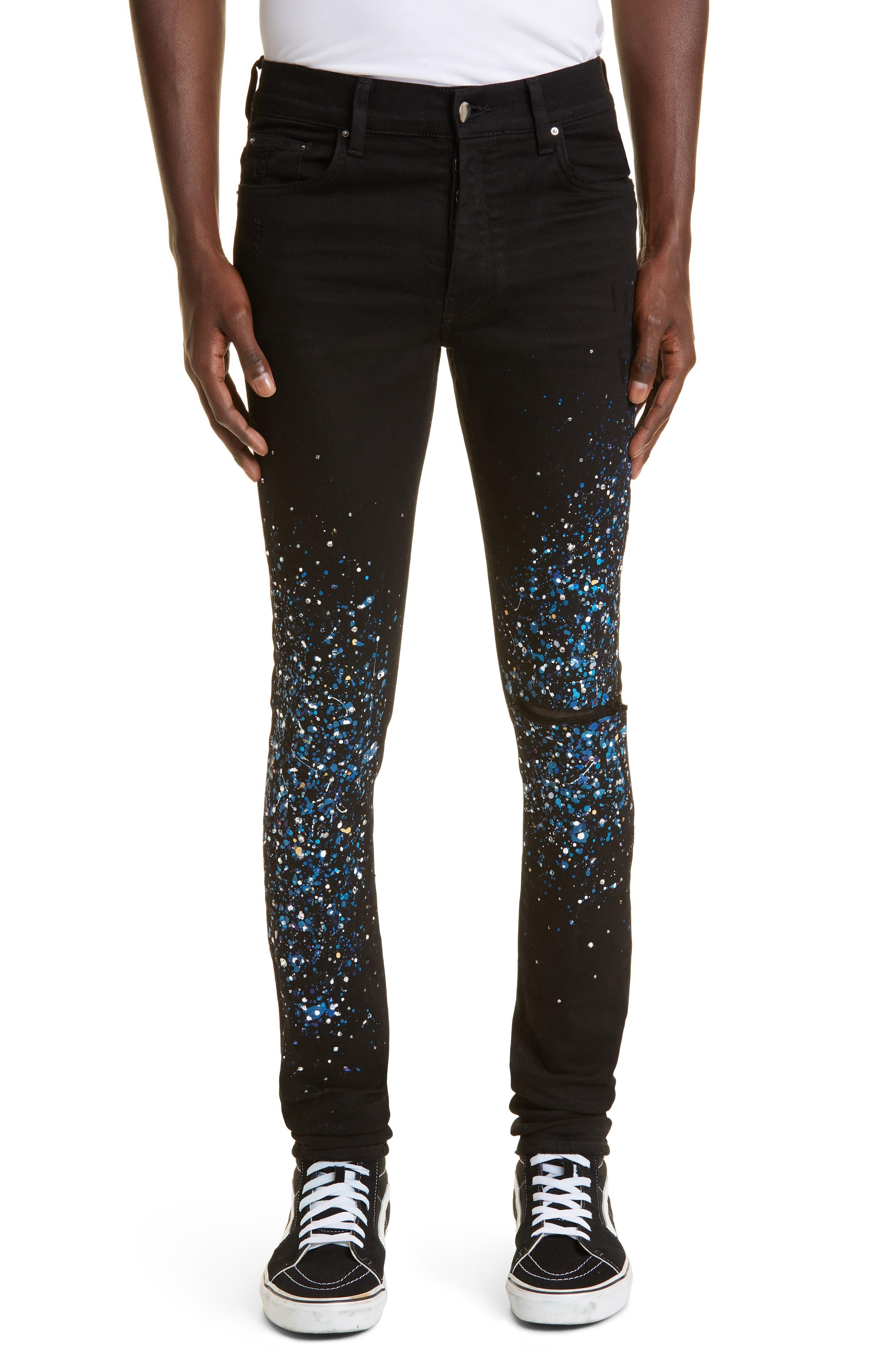 Amiri Crystal Painter Ripped Skinny Jeans in Black for Men | Lyst