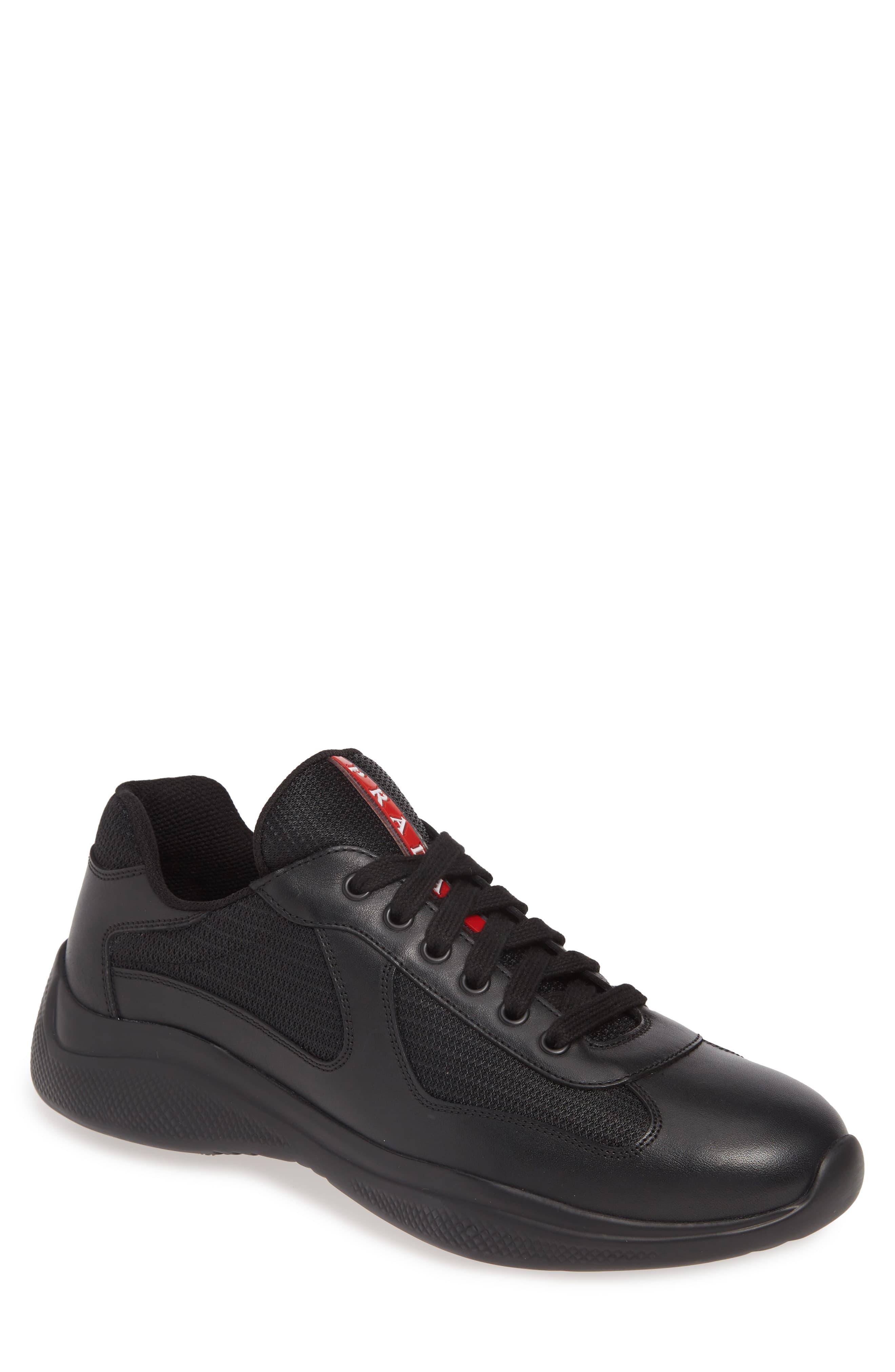 Prada America's Cup Patent Leather & Technical Fabric Sneakers in Nero ...