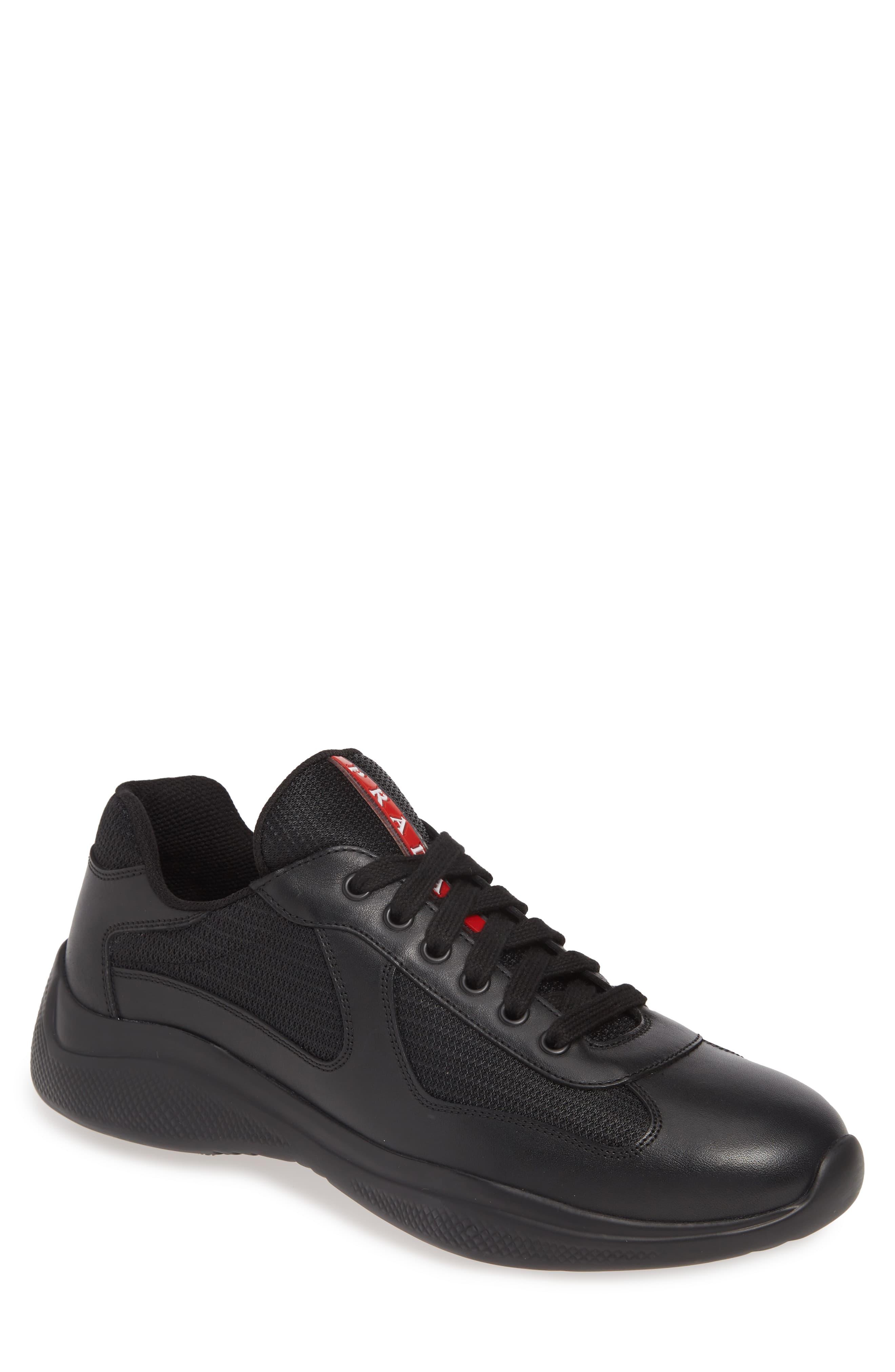 prada america's cup patent leather & technical fabric sneakers