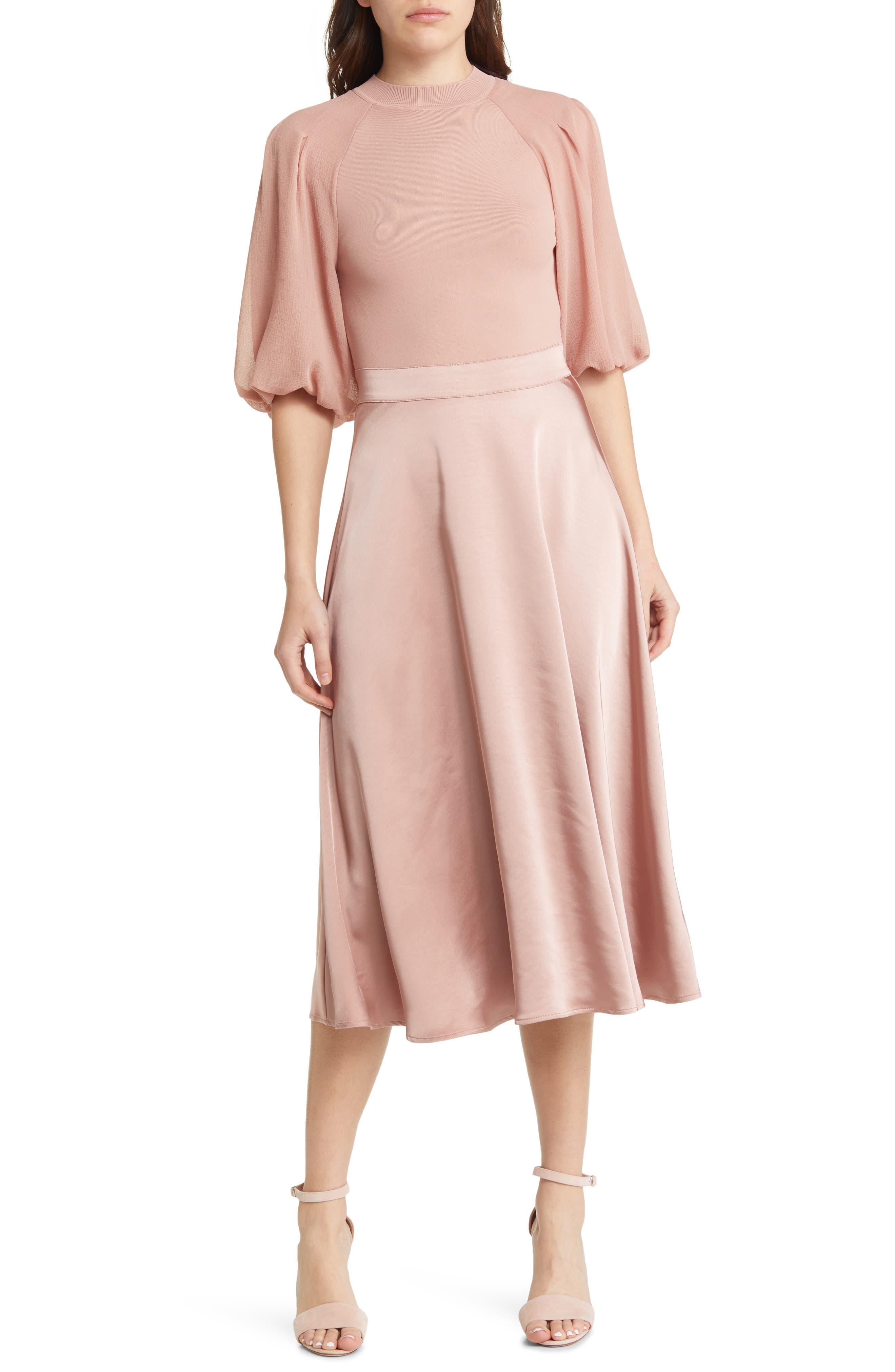 Ted Baker Brontei Balloon Sleeve Dress in Pink | Lyst