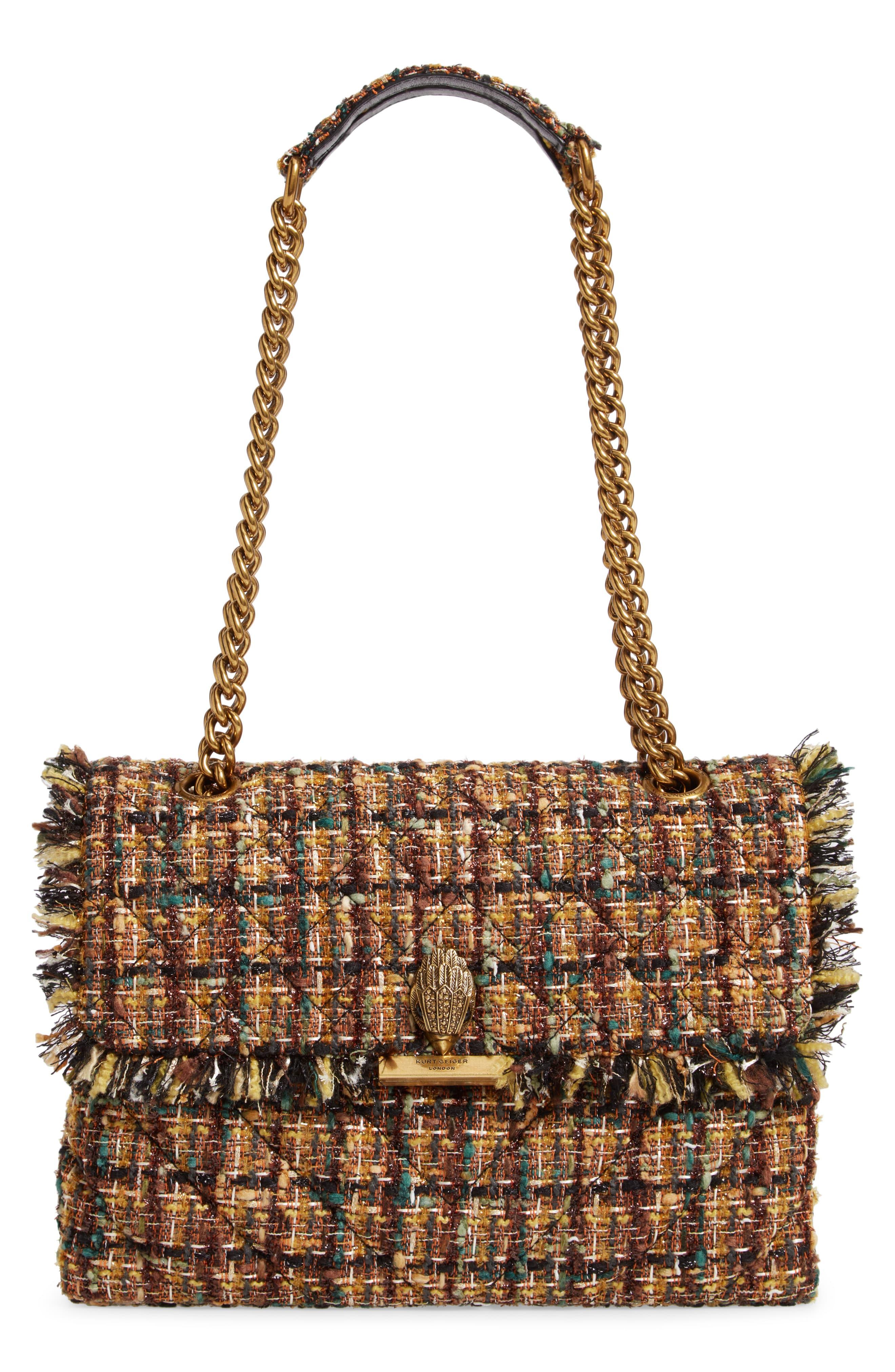 Kurt Geiger Large Kensington X Tweed Shoulder Bag in Rust (Brown) - Lyst