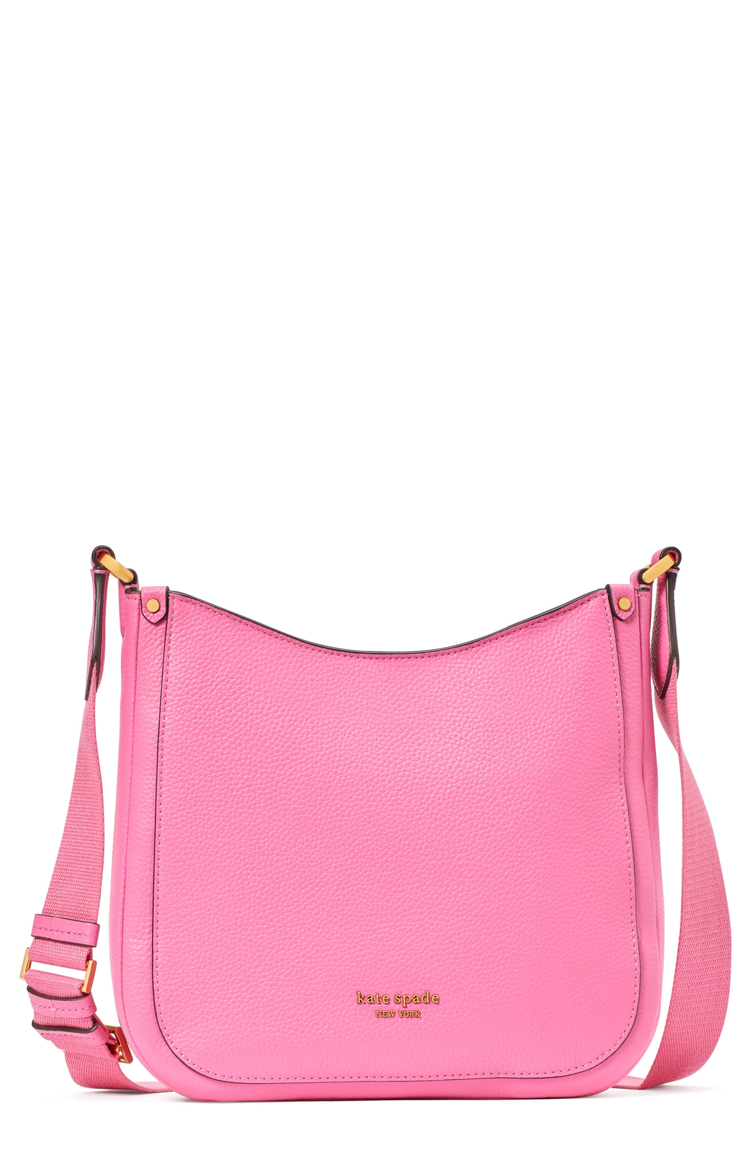 Kate Spade Medium Roulette Pebble Leather Crossbody Bag in Pink