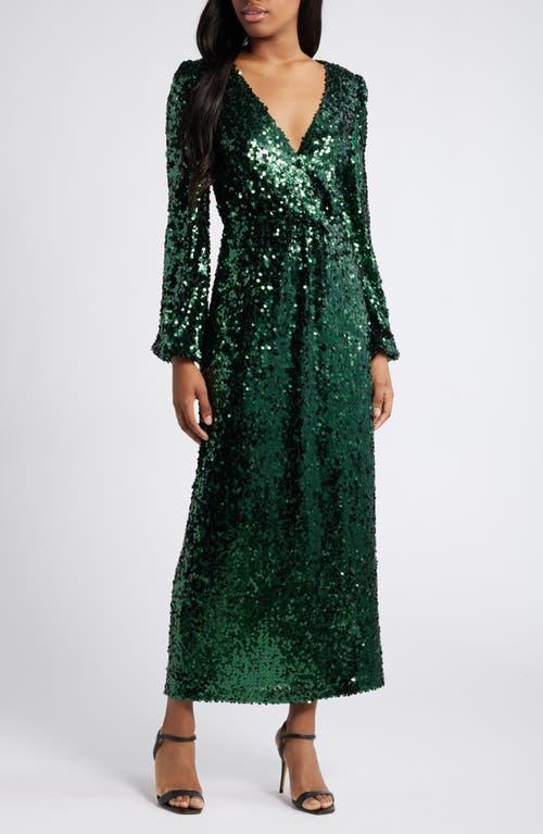 wayf green dress WAYF Women's Colleen One-Shoulder Drape Satin Gown - Green