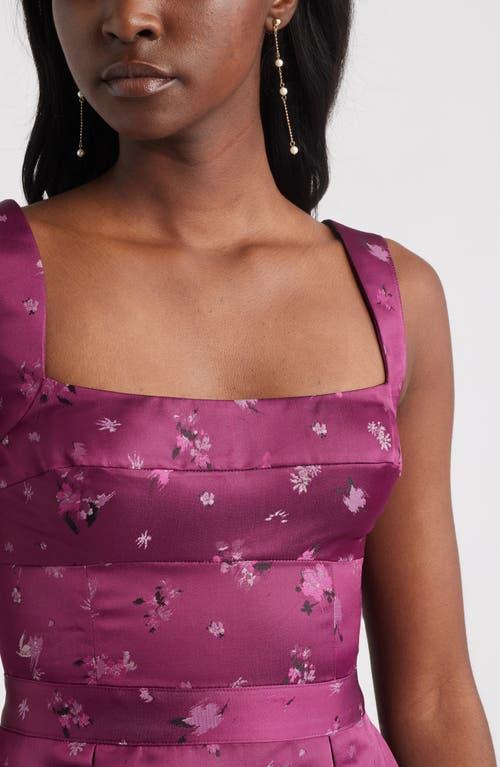 pleated seamed bodice jacquard maxi cocktail dress chelsea28 Pleated Seamed Bodice Jacquard Maxi Cocktail Dress (Women)