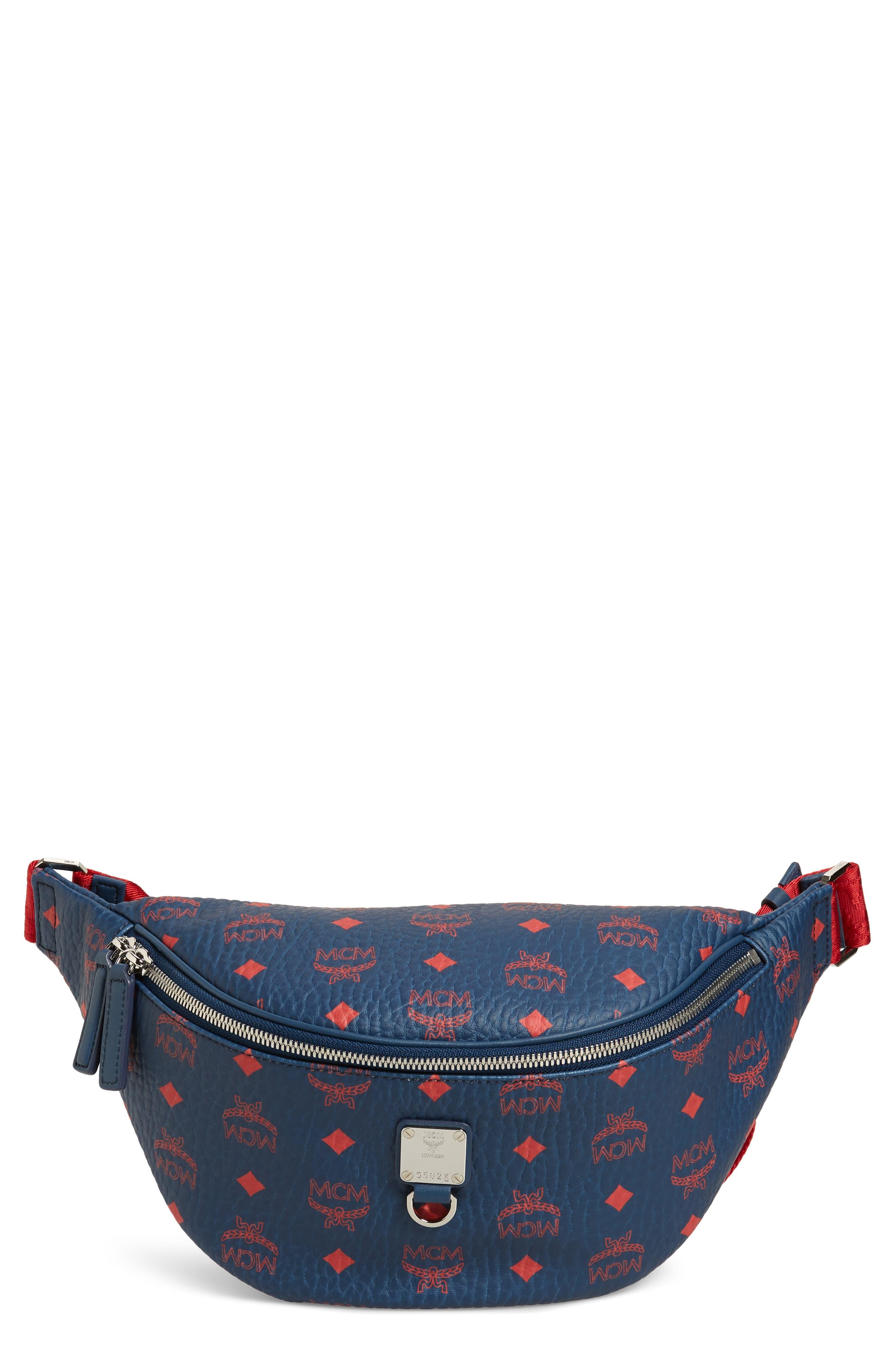 mcm belt blue and red