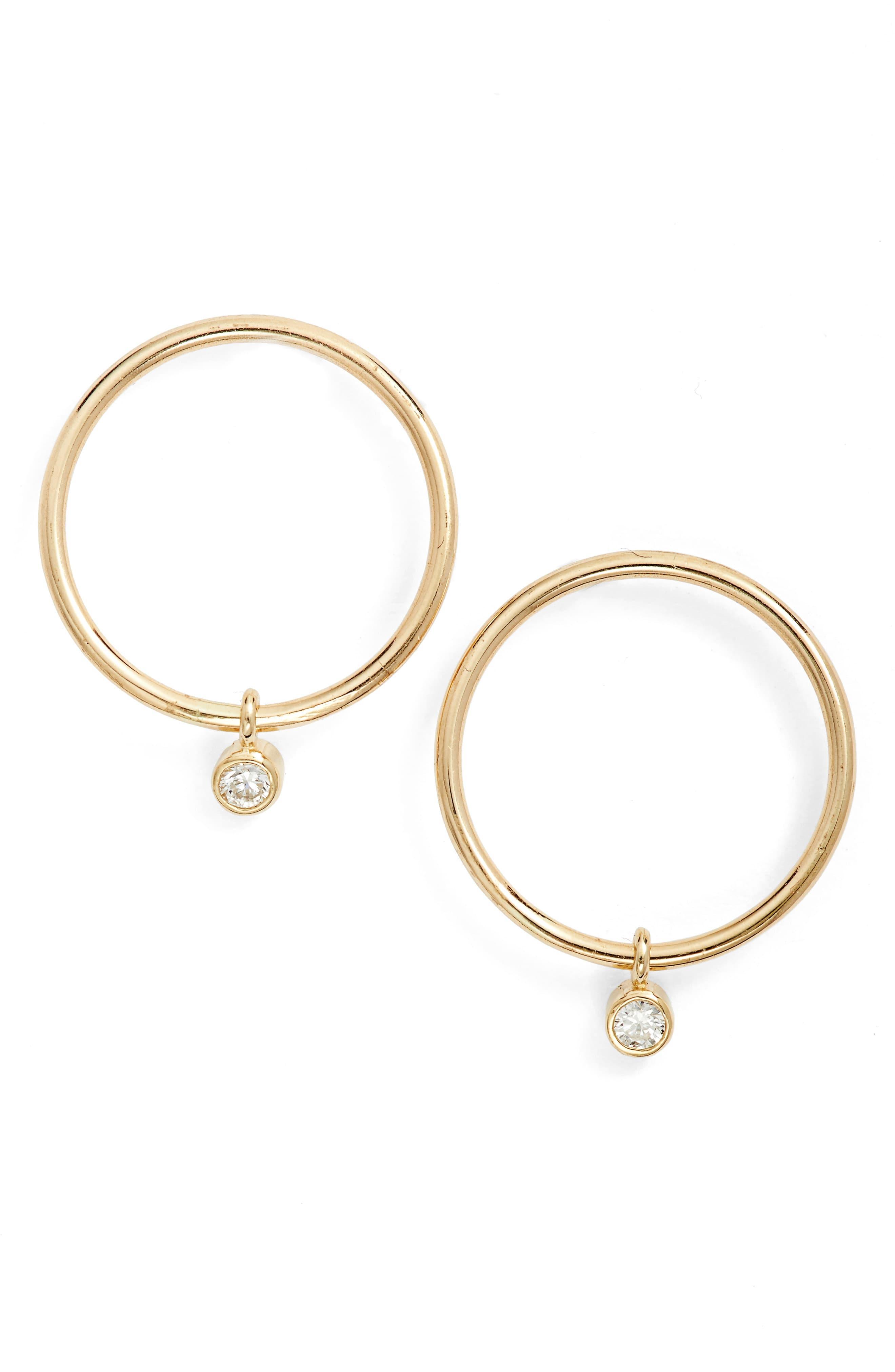Zoe Chicco Diamond Small Frontal Hoop Earrings in Yellow Gold (Metallic ...