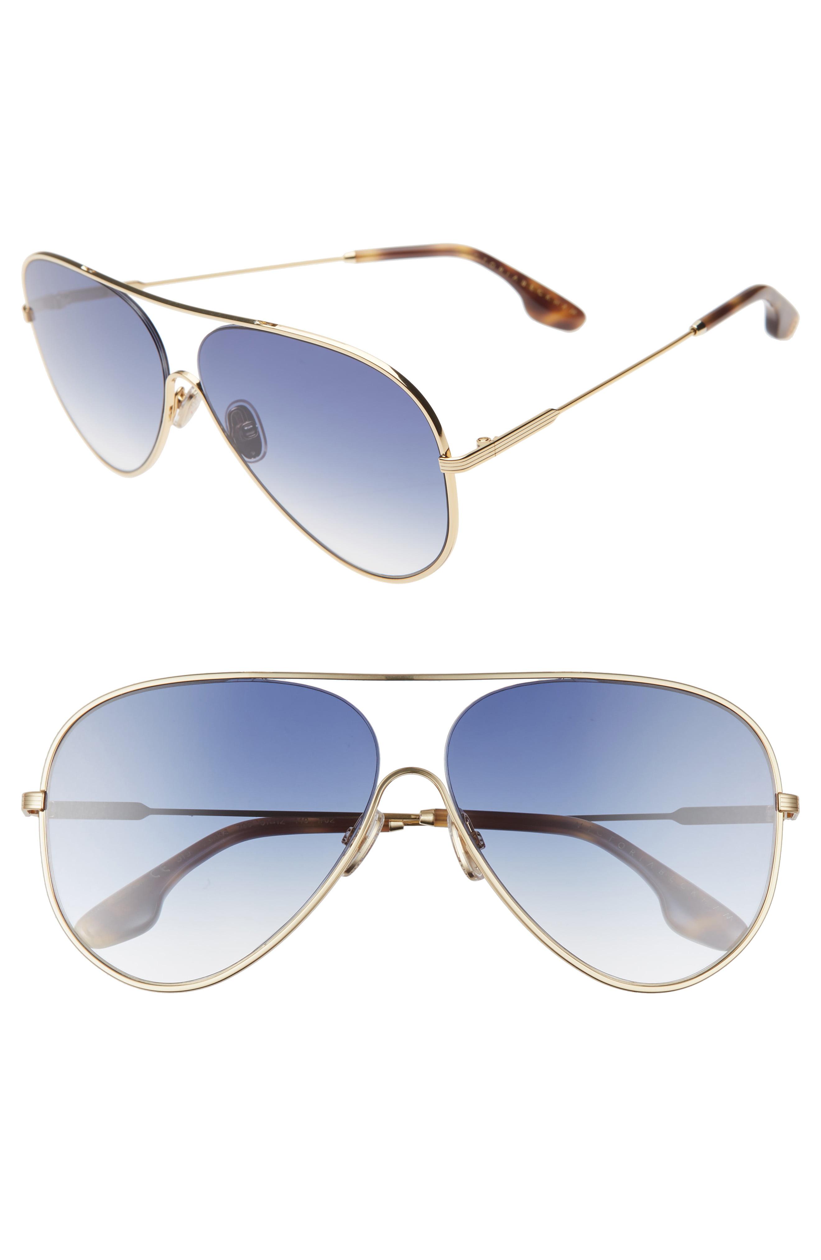Victoria Beckham 62mm Gradient Aviator Sunglasses in Gold/ Teal