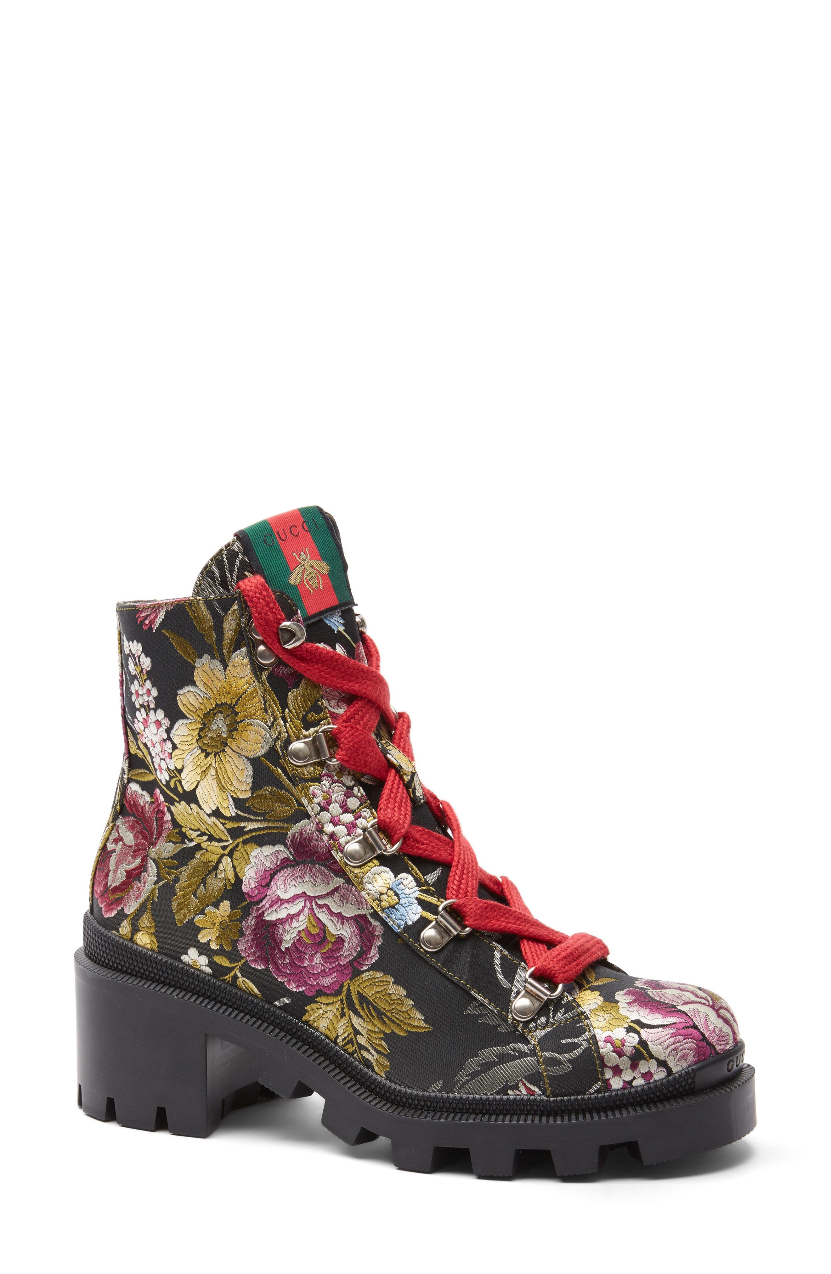 Gucci Trip Lug Sole Combat Boot in Red - Lyst