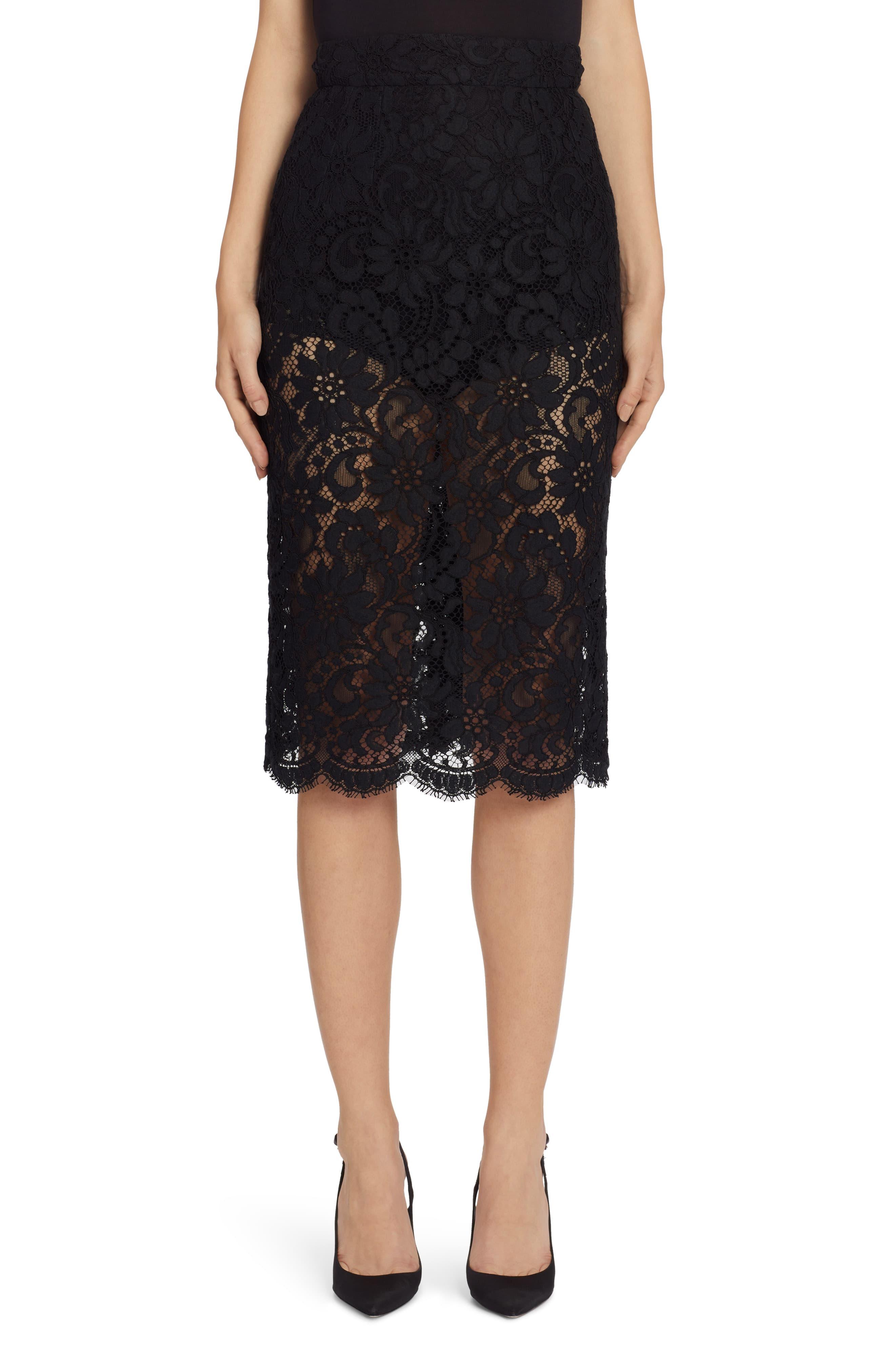 Dolce & Gabbana Lace Pencil Skirt in Black - Lyst