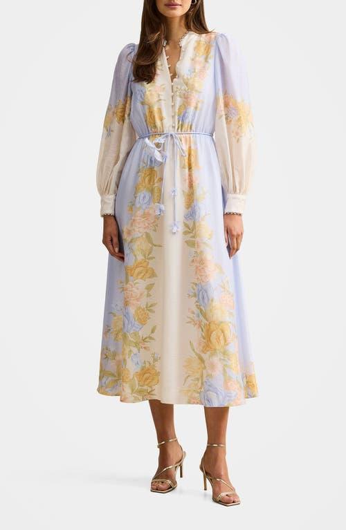 placed floral long sleeve midi dress ever new EVER NEW Courtney Placed Floral Long Sleeve Dress in Pink