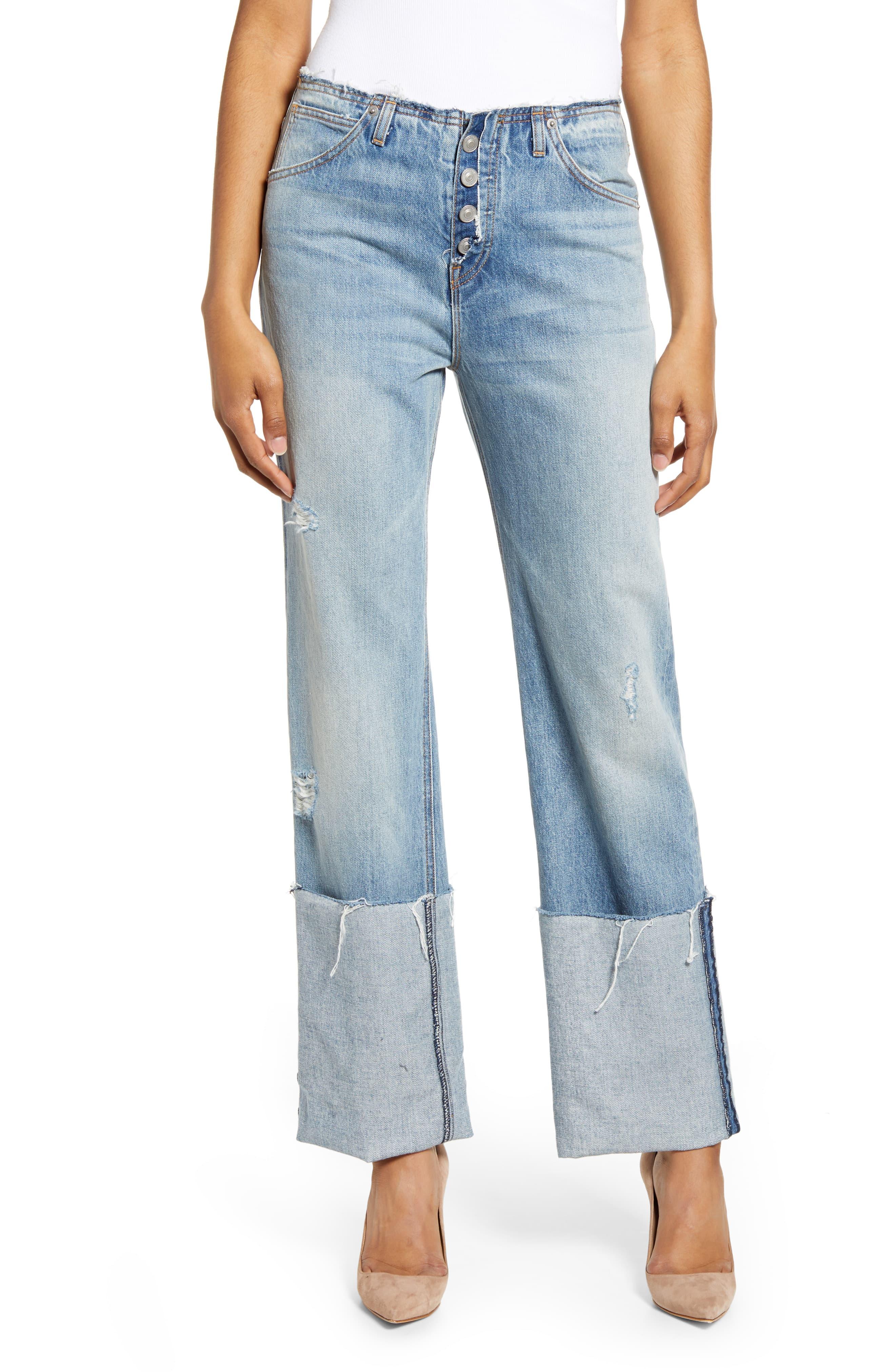 Hudson Jeans Denim Sloane Baggy High Waist Deep Cuff Jeans in Blue - Lyst