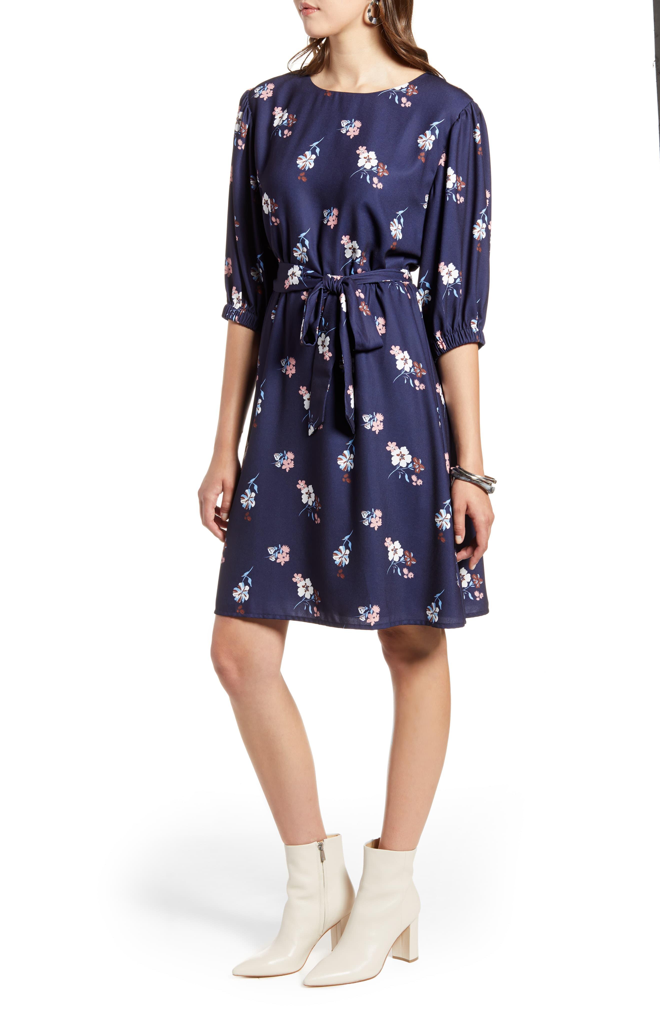 halogen tie back long sleeve dress