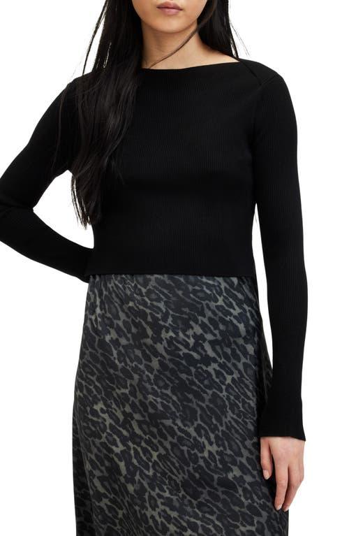◆ALLSAINTS◆ [Official] All Saints Hera Jumper W045KA5 All Saints Hera Black Ribbed Split Cuff Jumper Long Sleeve