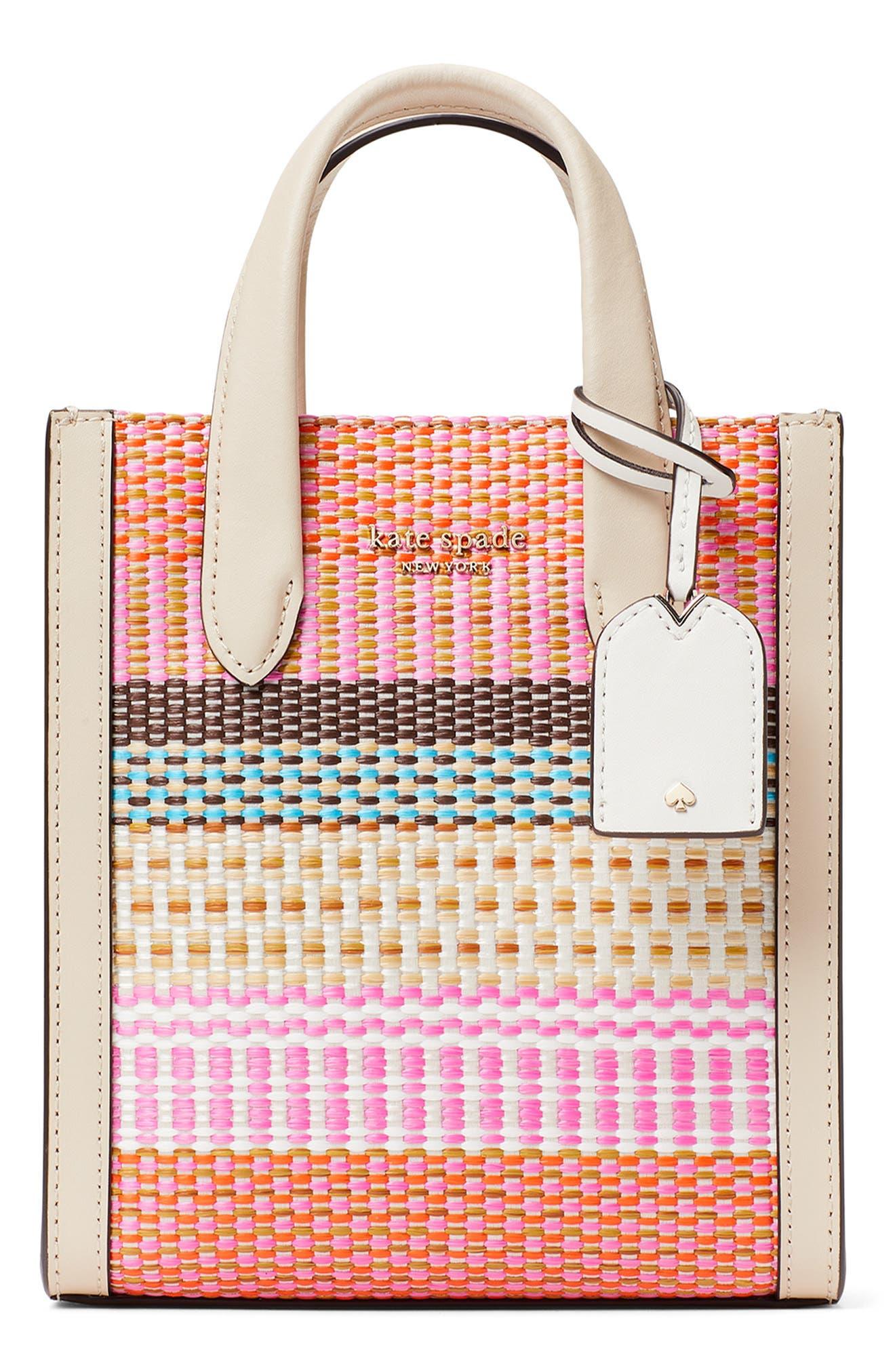 Kate Spade Manhattan Woven Striped Fabric Large Tote In Pink Multi